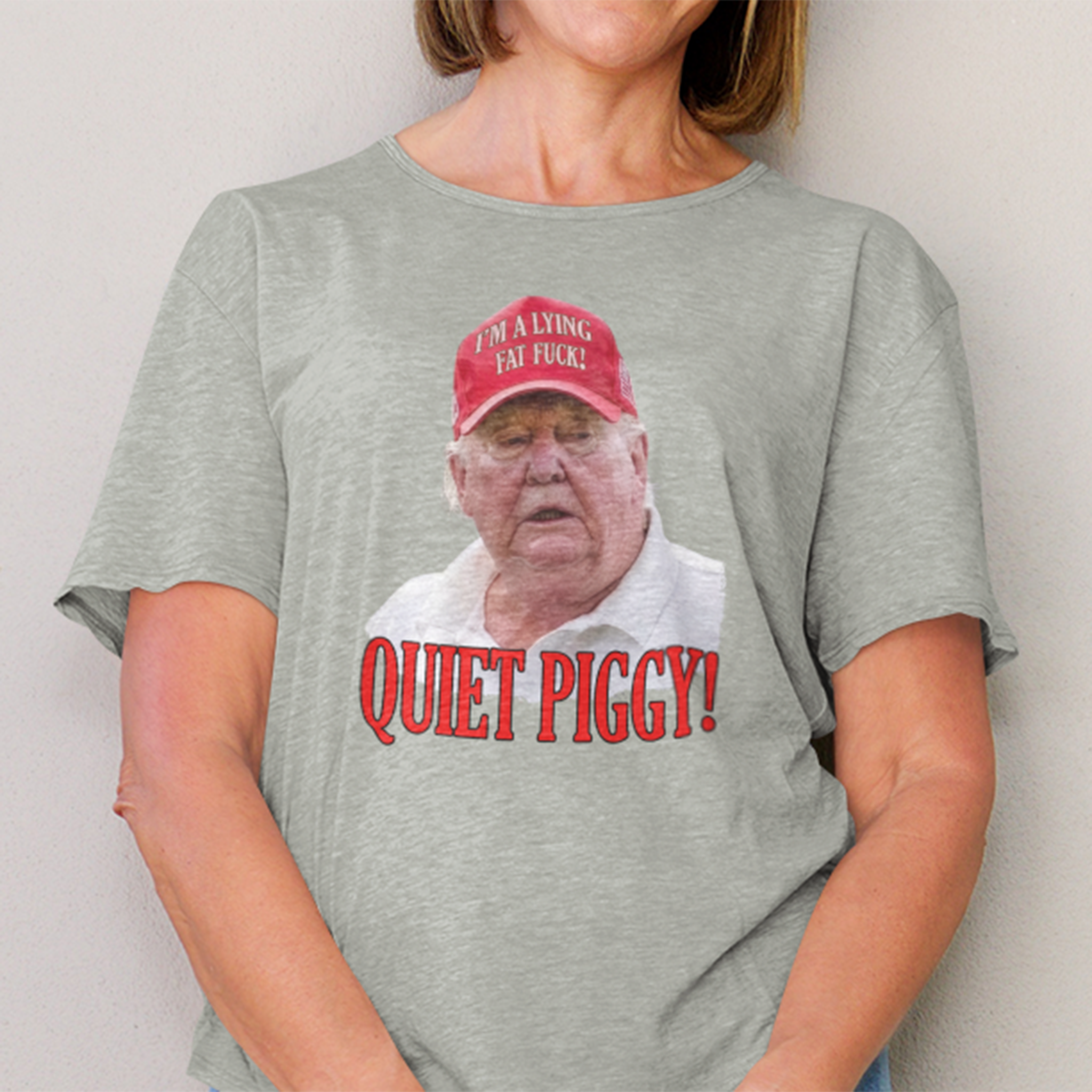 QUITE PIGGY T-SHIRT/ATHLETIC HEATHER