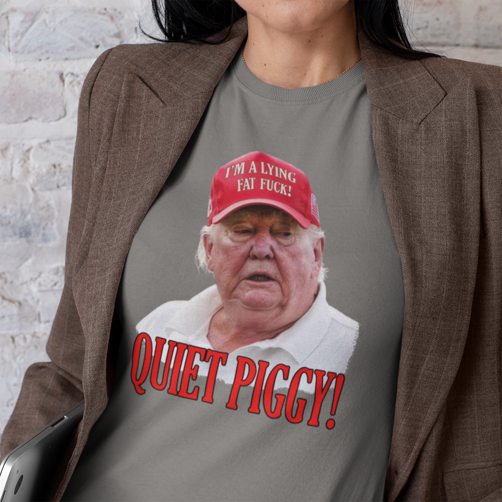 QUITE PIGGY T-SHIRT/DEEP HEATHER