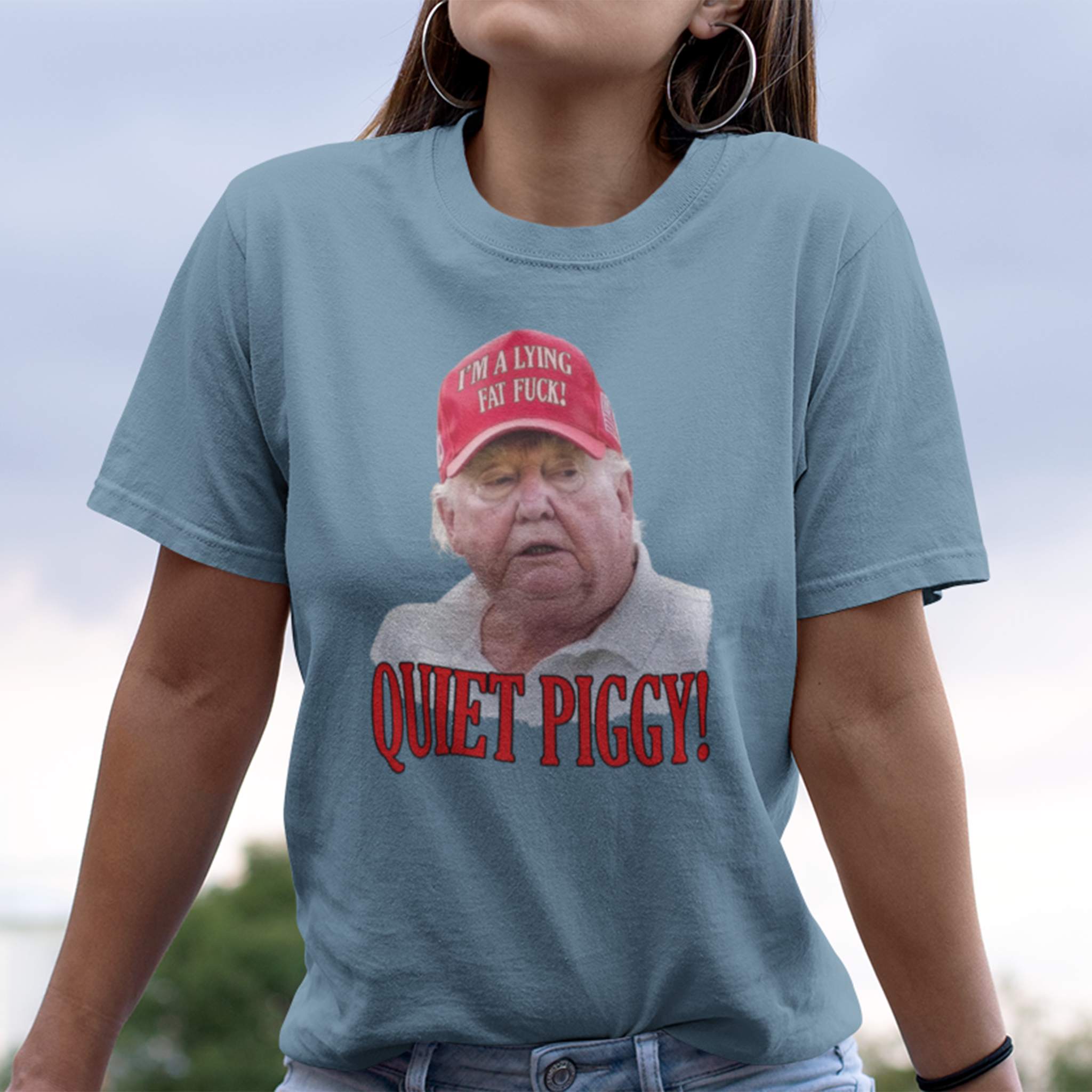 QUITE PIGGY T-SHIRT/STEEL BLUE