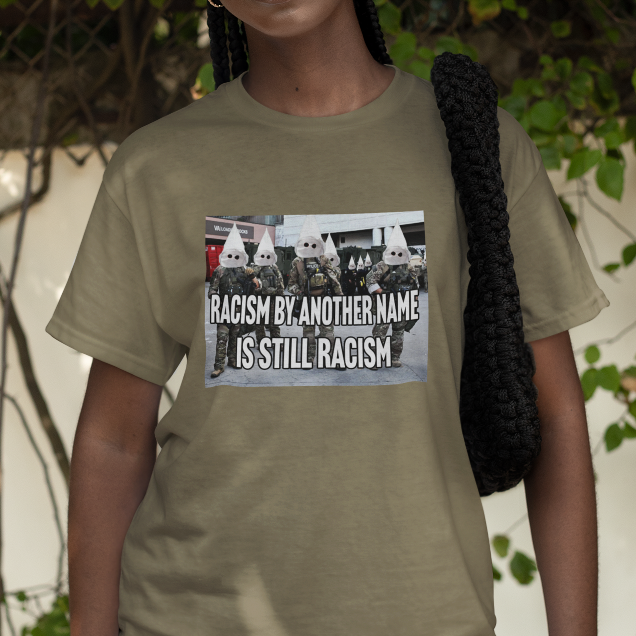 RACISM IS STILL RACISM T-SHIRT/HEATHER OLIVE