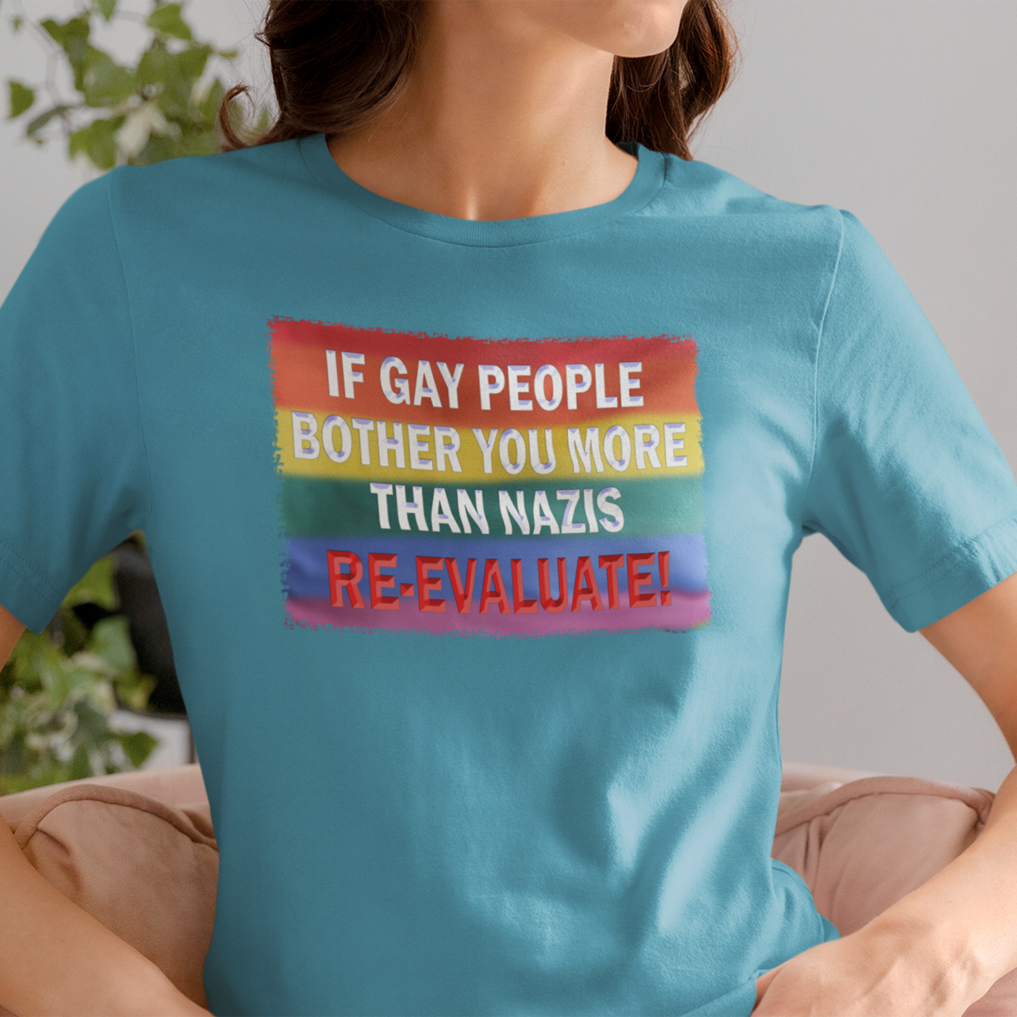 RE-EVALUATE T-SHIRT/AQUA