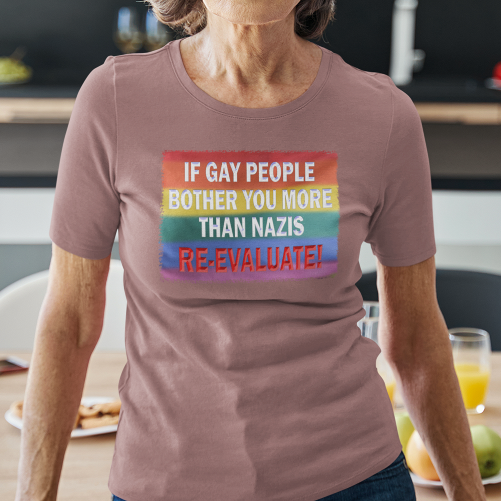 RE-EVALUATE T-SHIRT/HEATHER MAUVE
