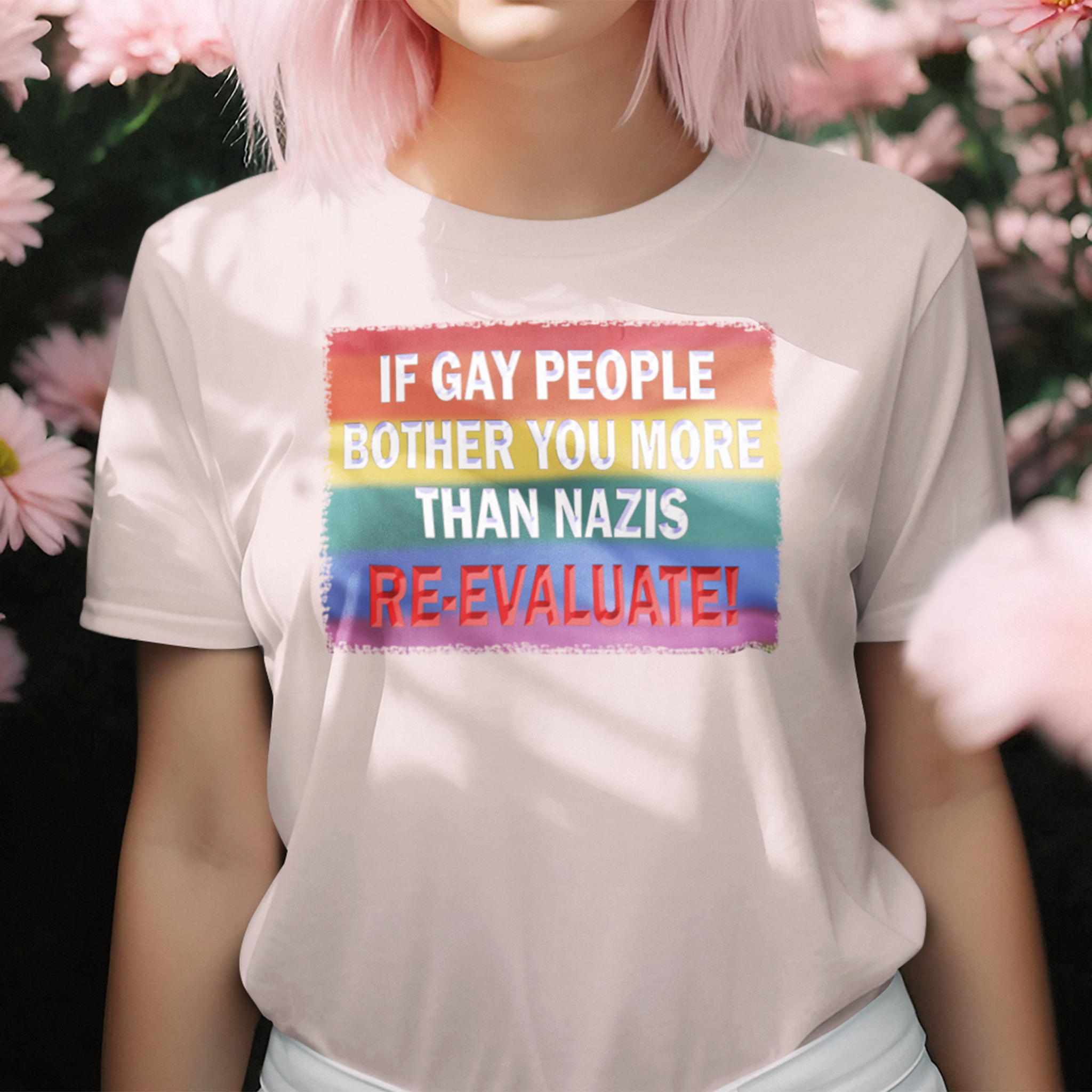 RE-EVALUATE T-SHIRT/SOFT PINK
