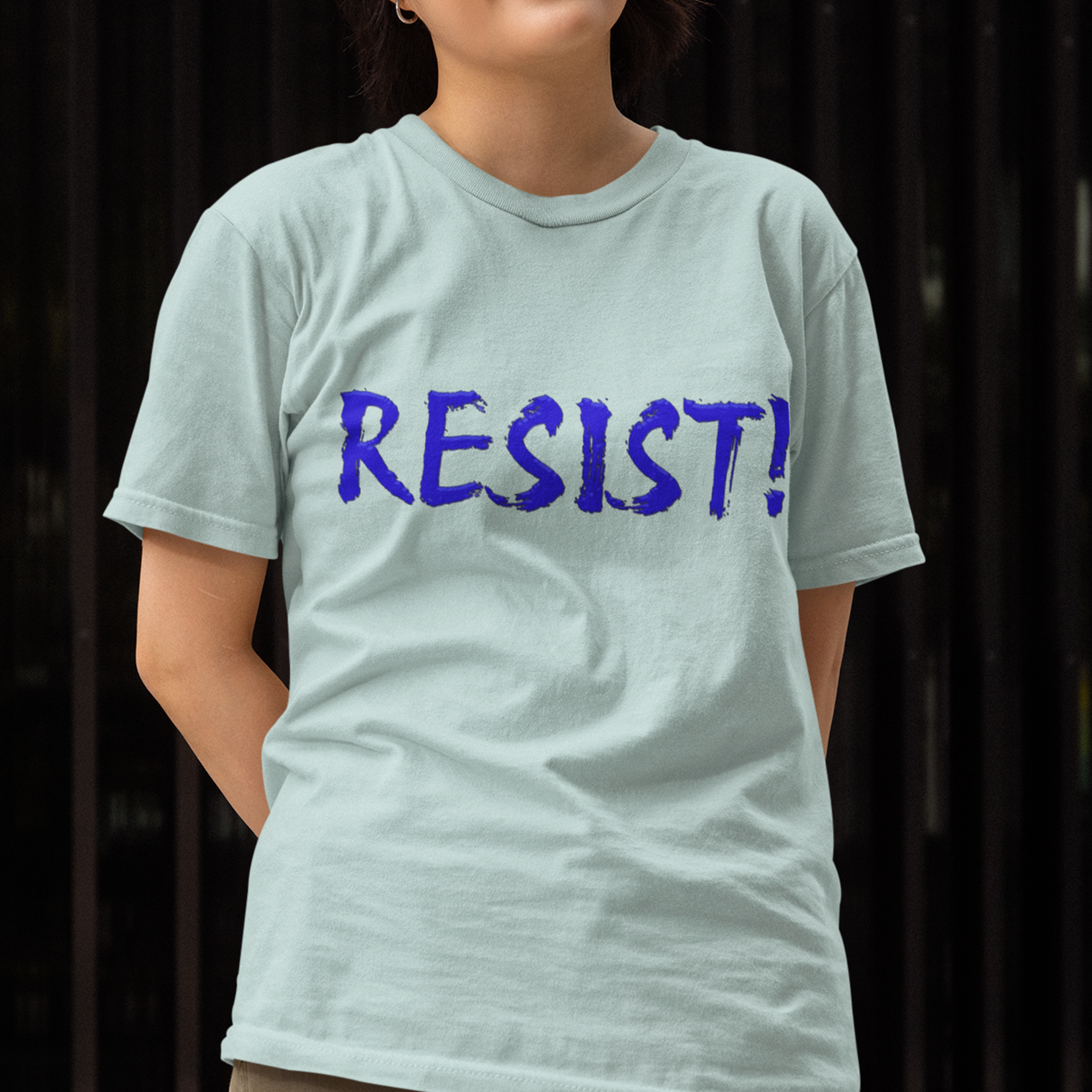 RESIST! T-SHIRT/HEATHER ICE BLUE