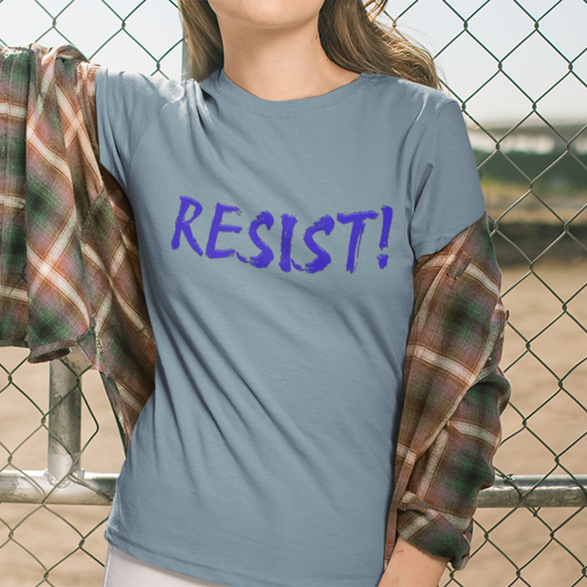 Resist! - Blue Lettering  Political Statement T-Shirt