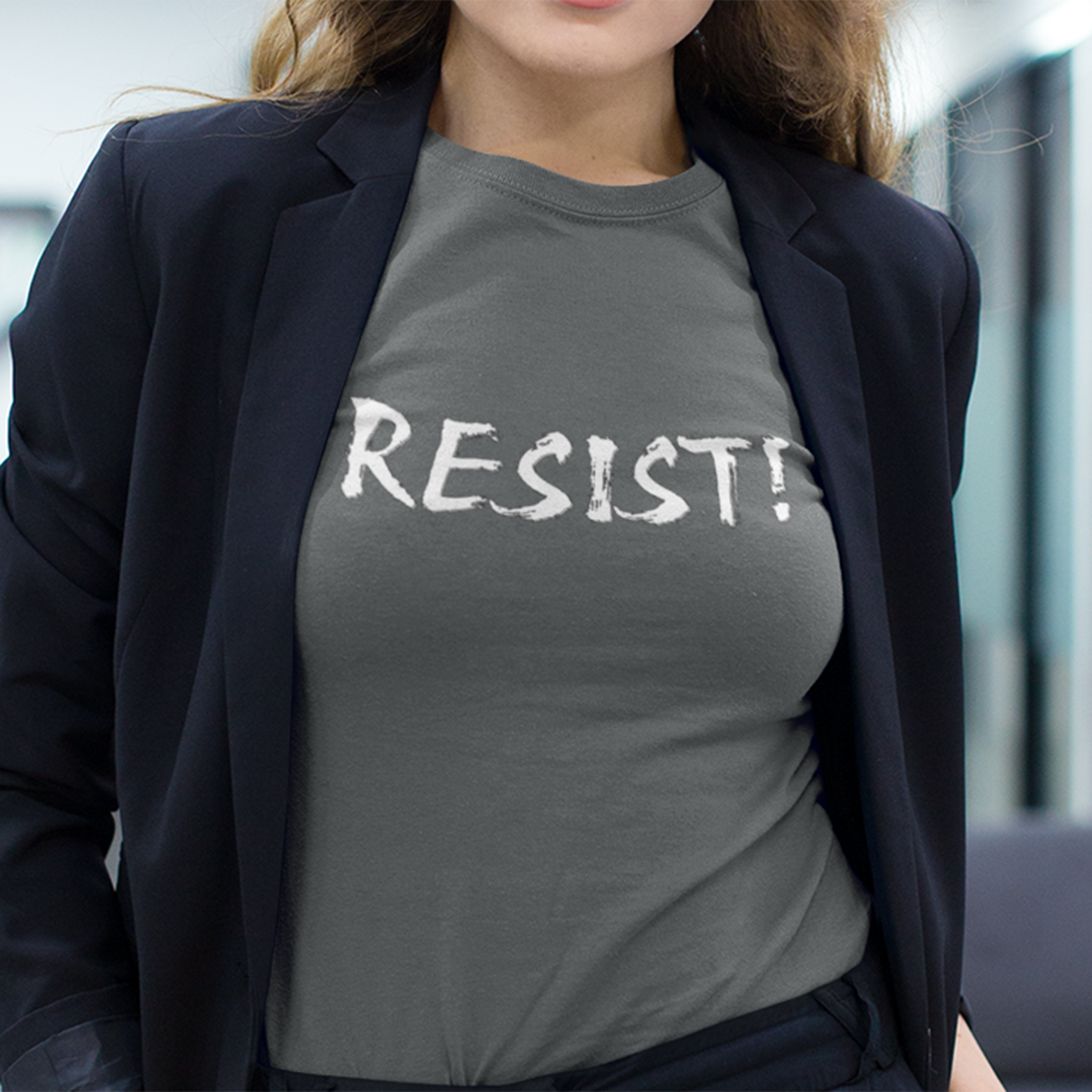 RESIST WHITE T-SHIRT/DARK GREY HEATHER