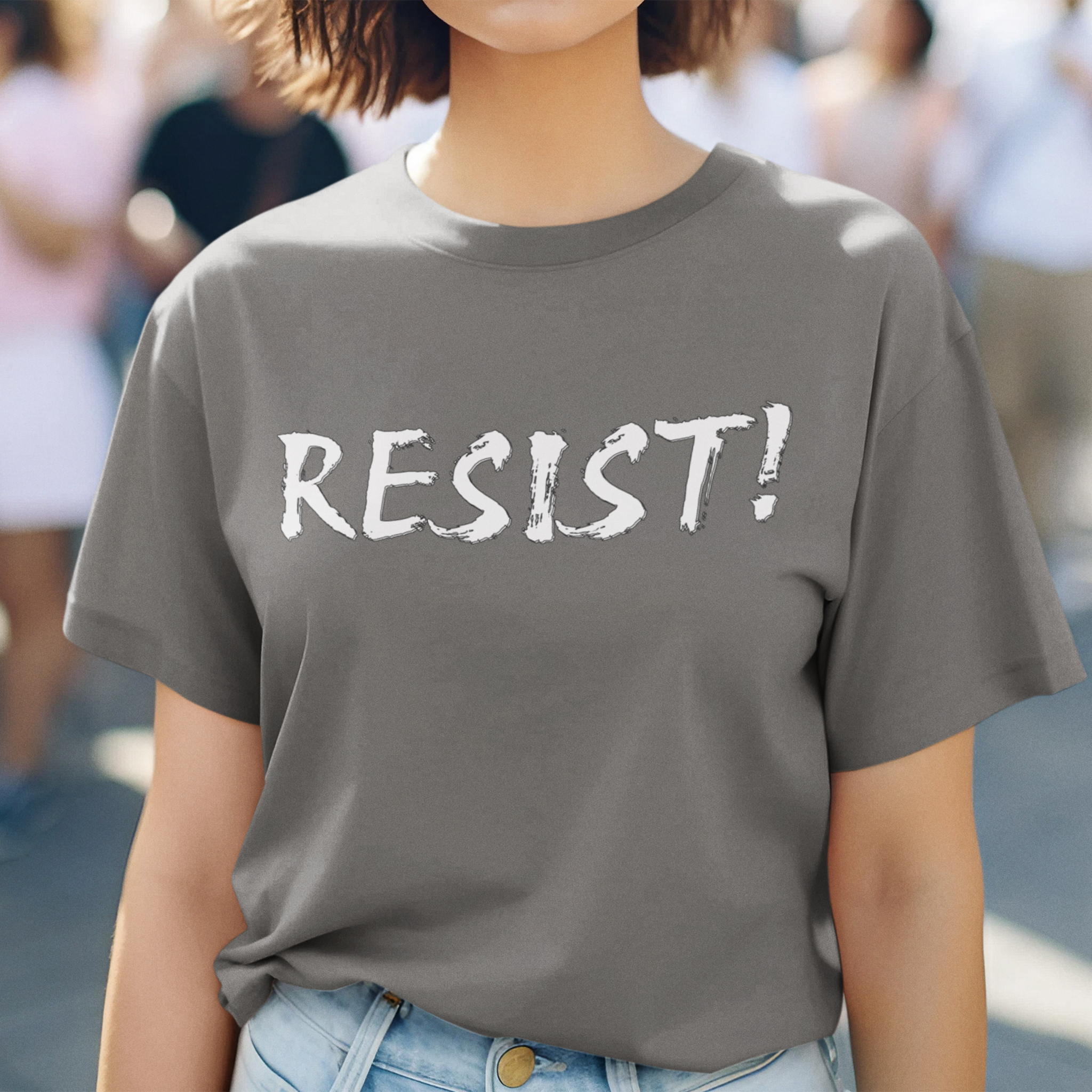 RESIST WHITE T-SHIRT/DEEP HEATHER