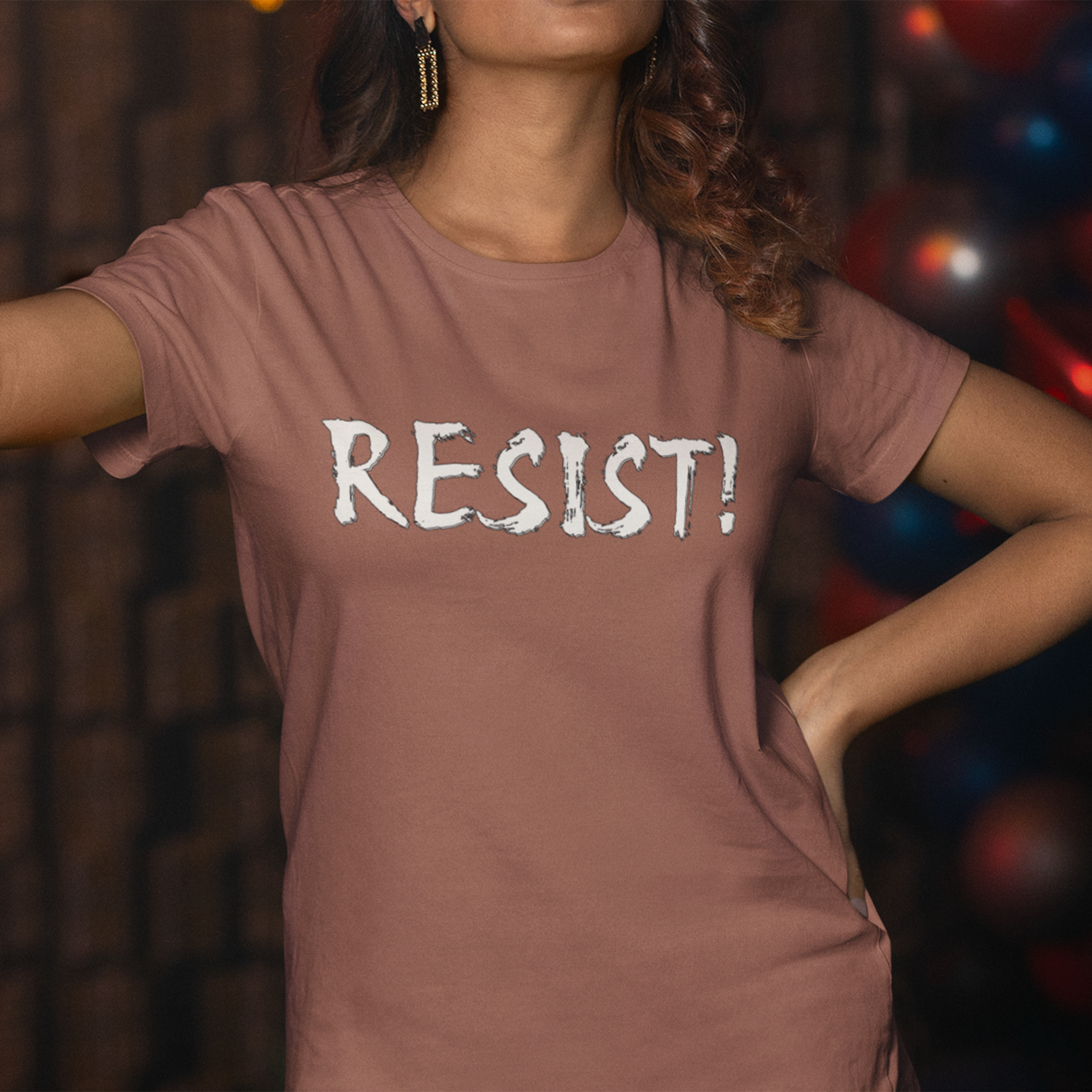 RESIST WHITE T-SHIRT/HEATHER CLAY