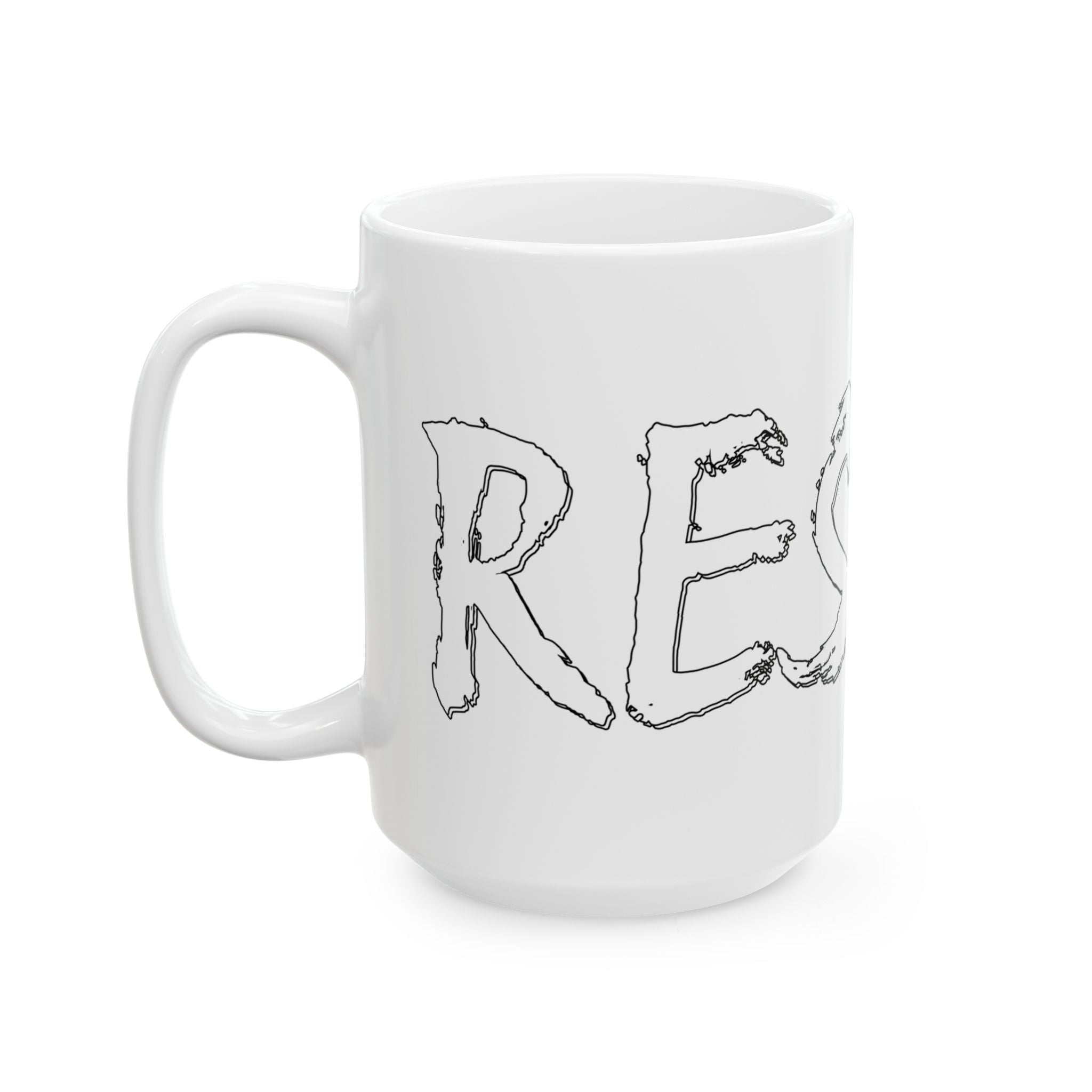 RESIST WHITE CERAMIC MUG/WHITE