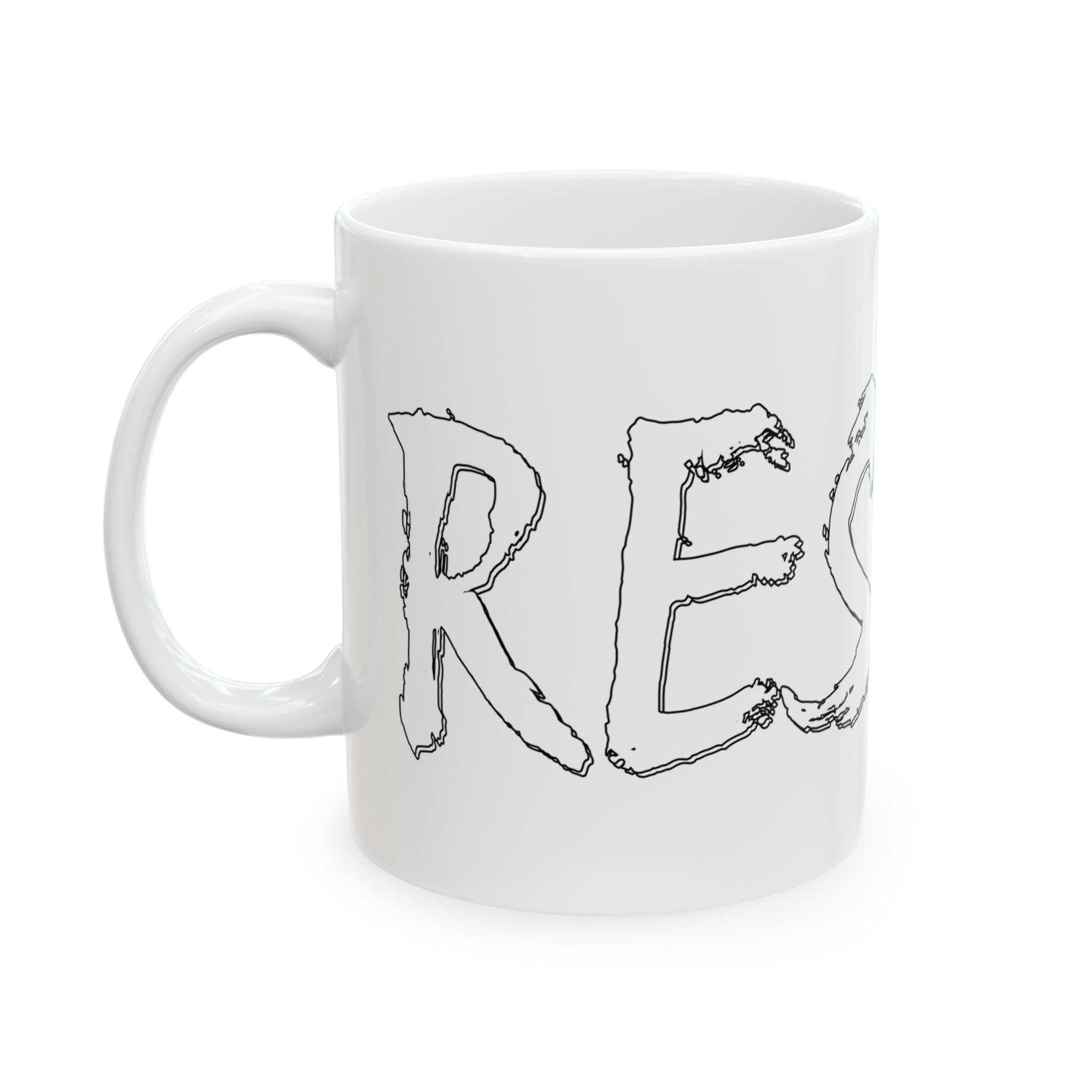 RESIST WHITE CERAMIC MUG/WHITE