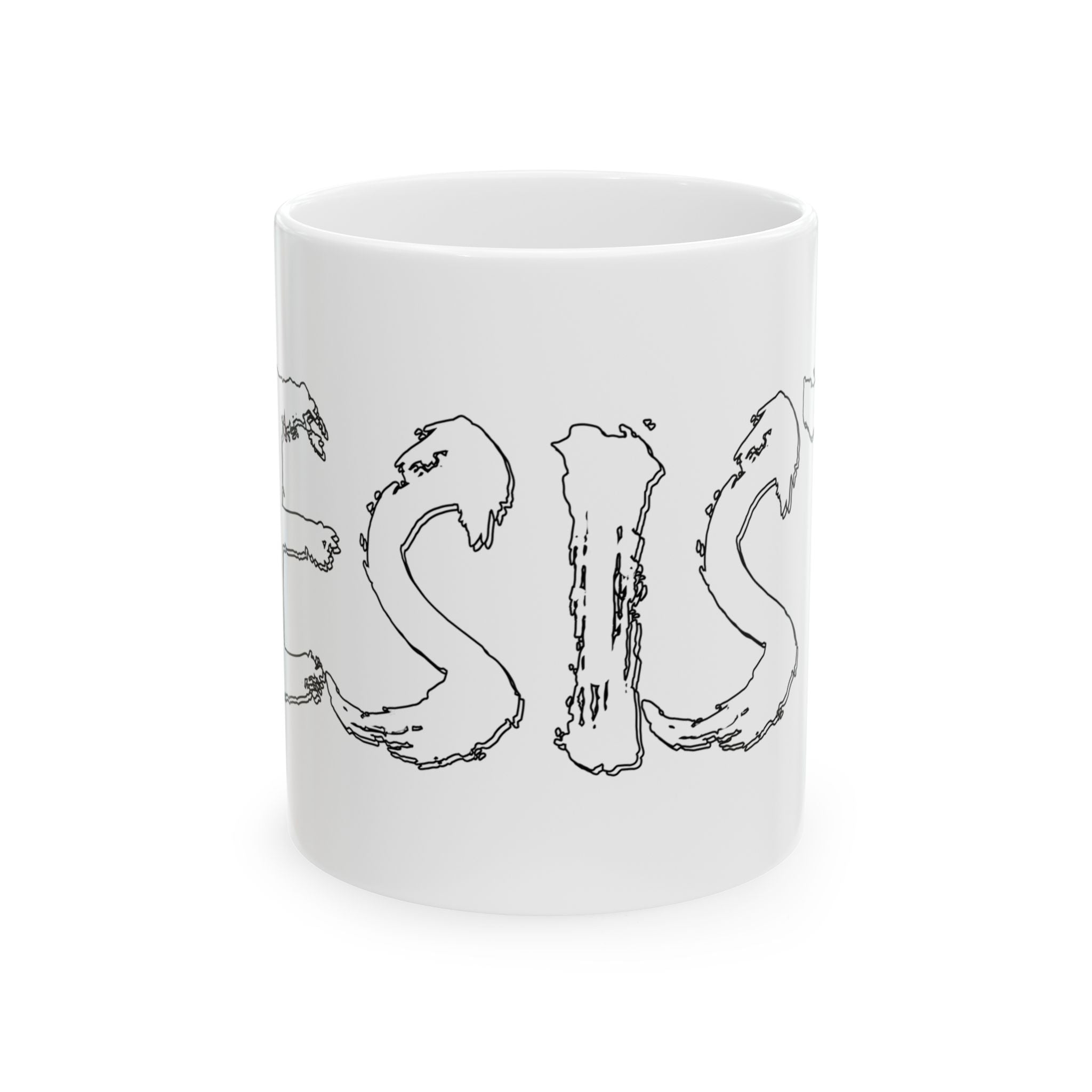 RESIST WHITE CERAMIC MUG/WHITE