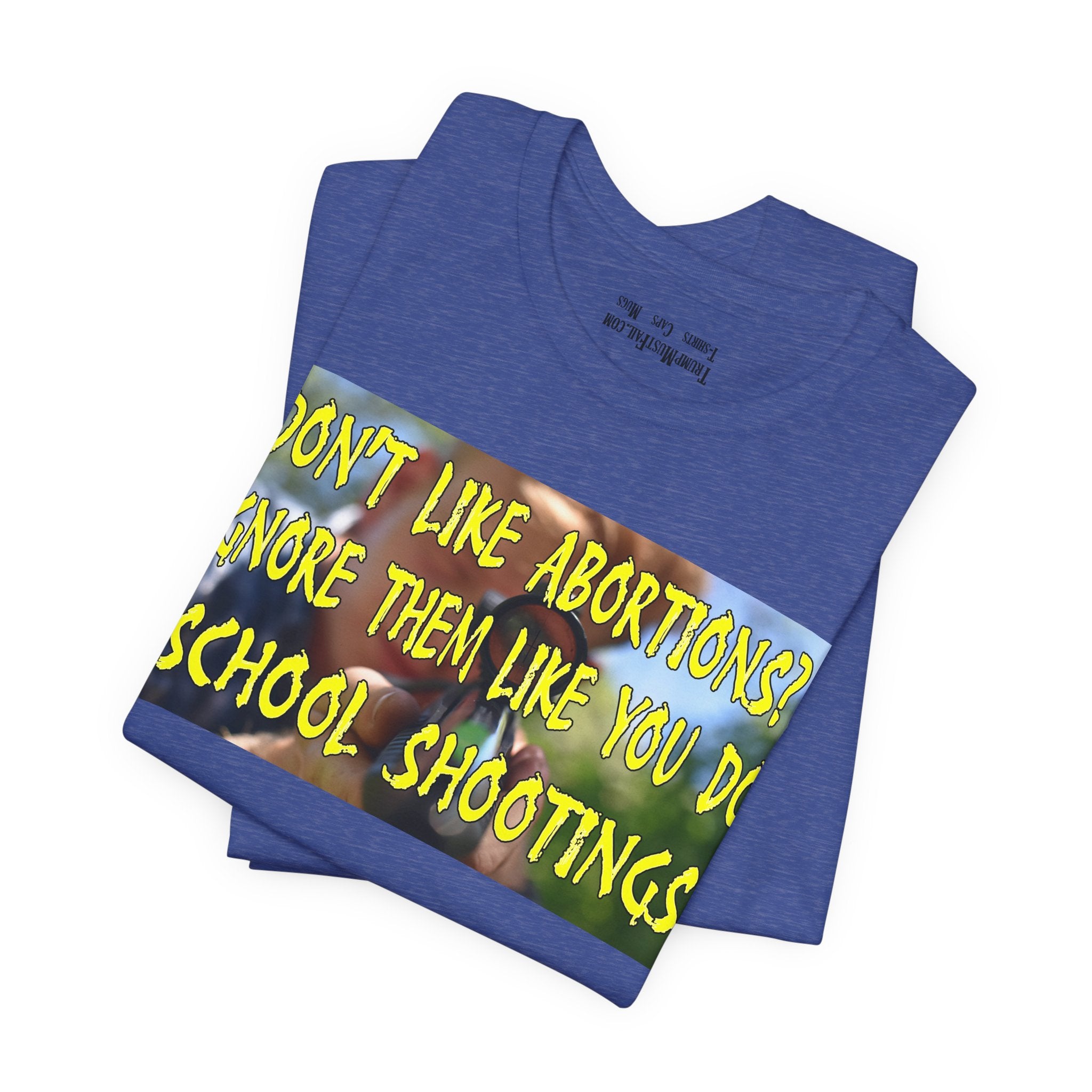 SCHOOL SHOOTINGS T-SHIRT/HEATHER TRUE ROYAL