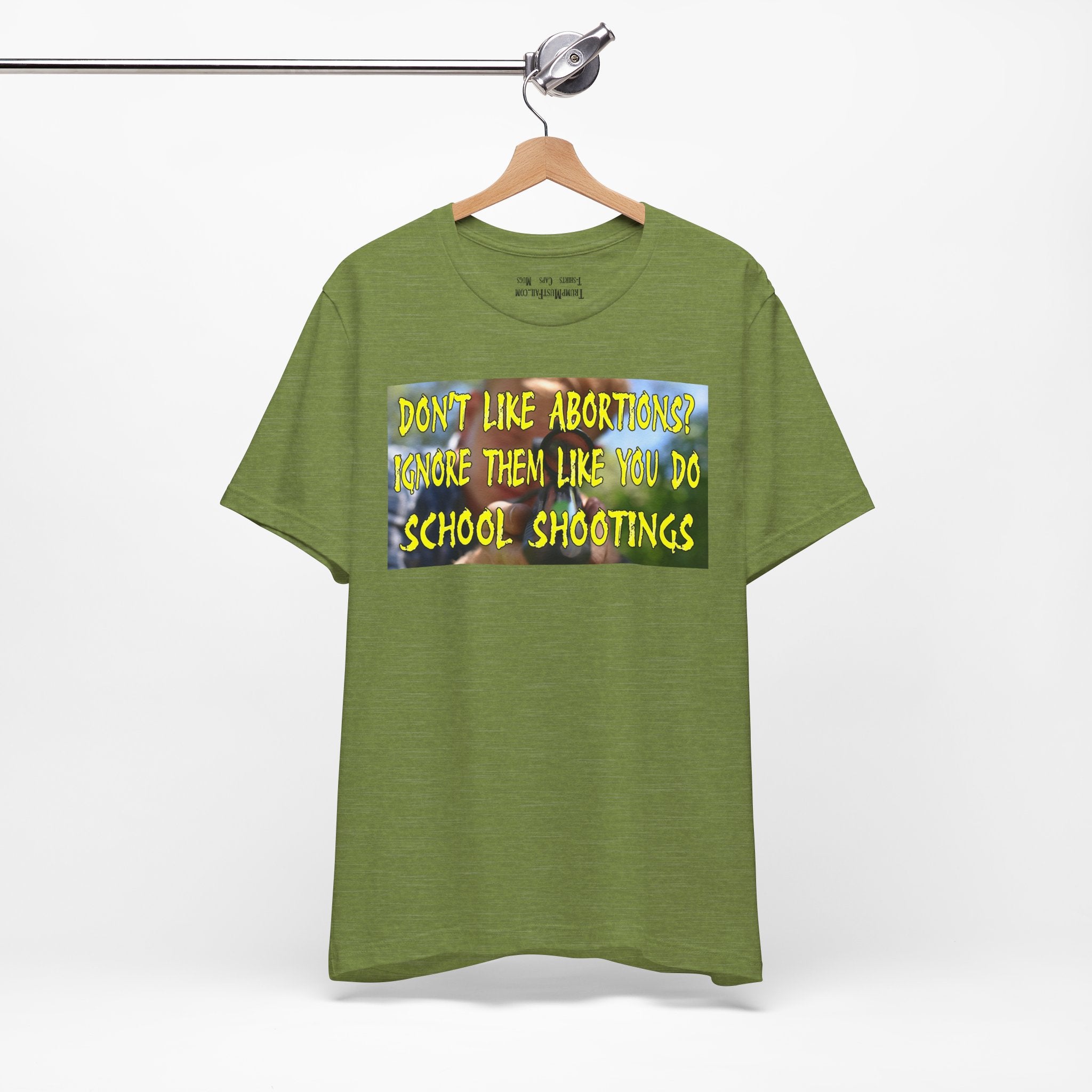 SCHOOL SHOOTINGS T-SHIRT/HEATHER GREEN