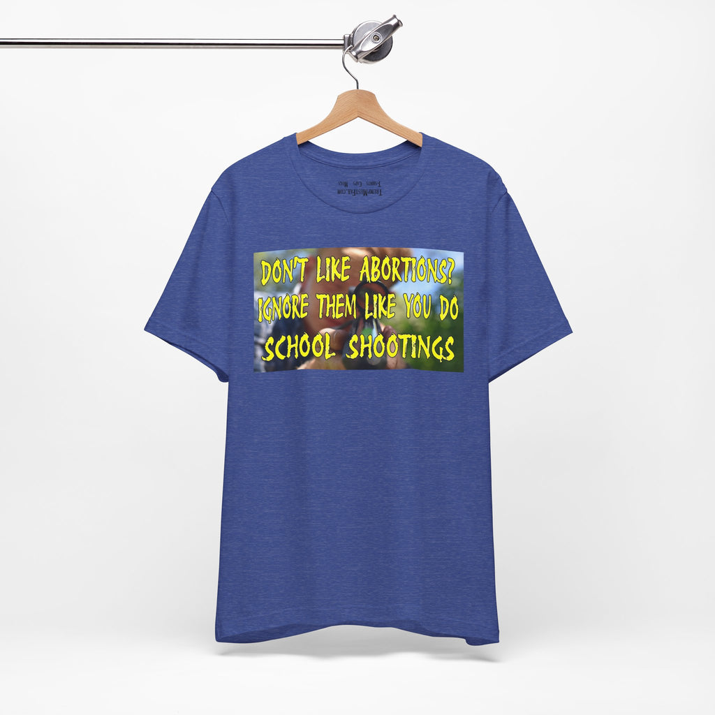 SCHOOL SHOOTINGS T-SHIRT/HEATHER TRUE ROYAL