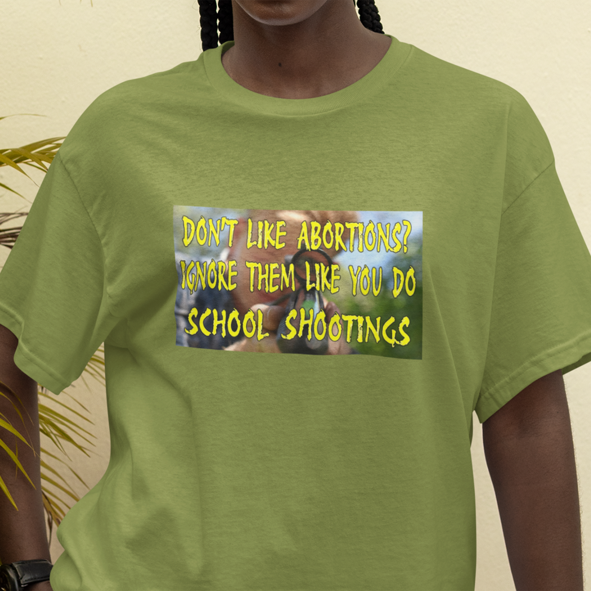 SCHOOL SHOOTINGS T-SHIRT/HEATHER GREEN