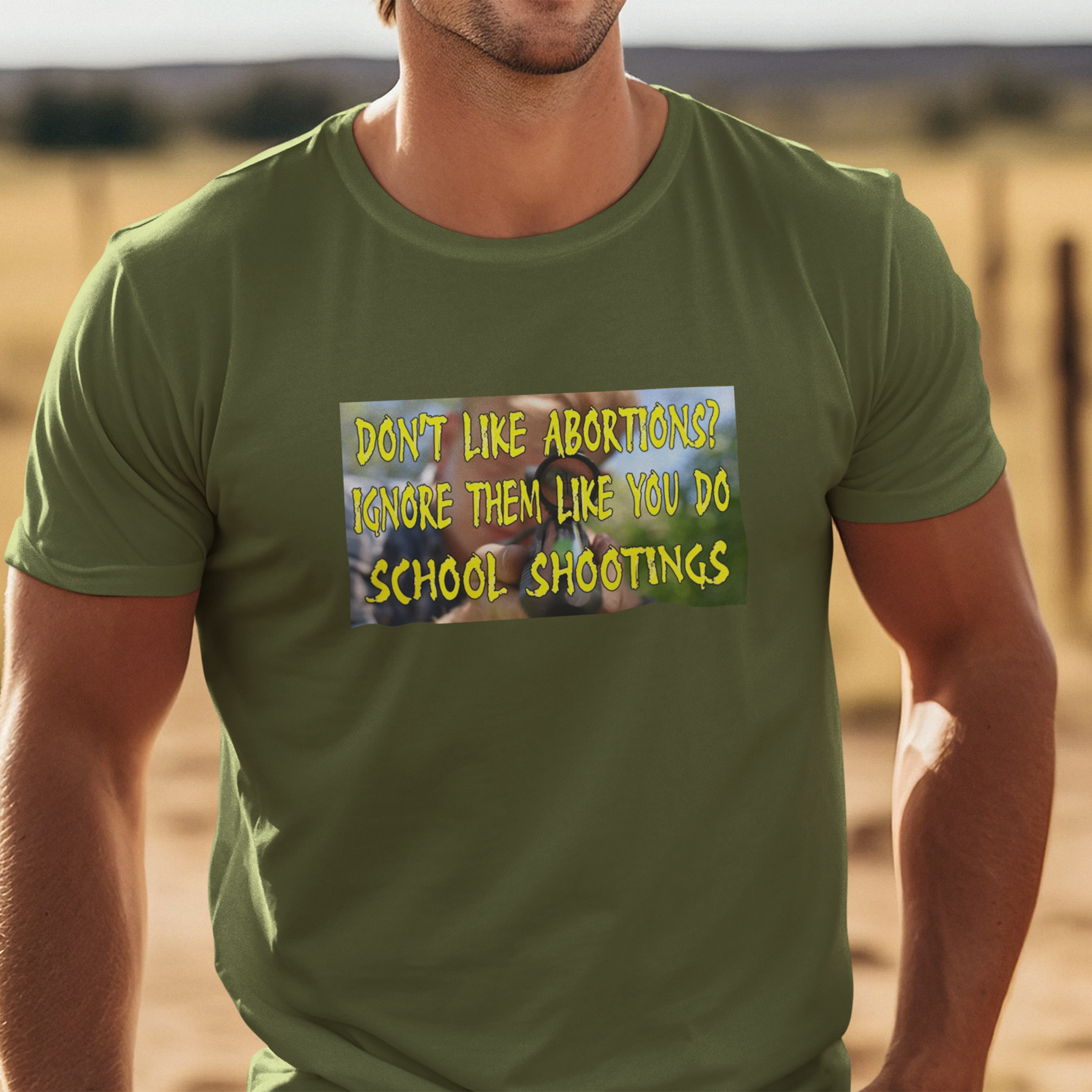 SCHOOL SHOOTINGS T-SHIRT/OLIVE