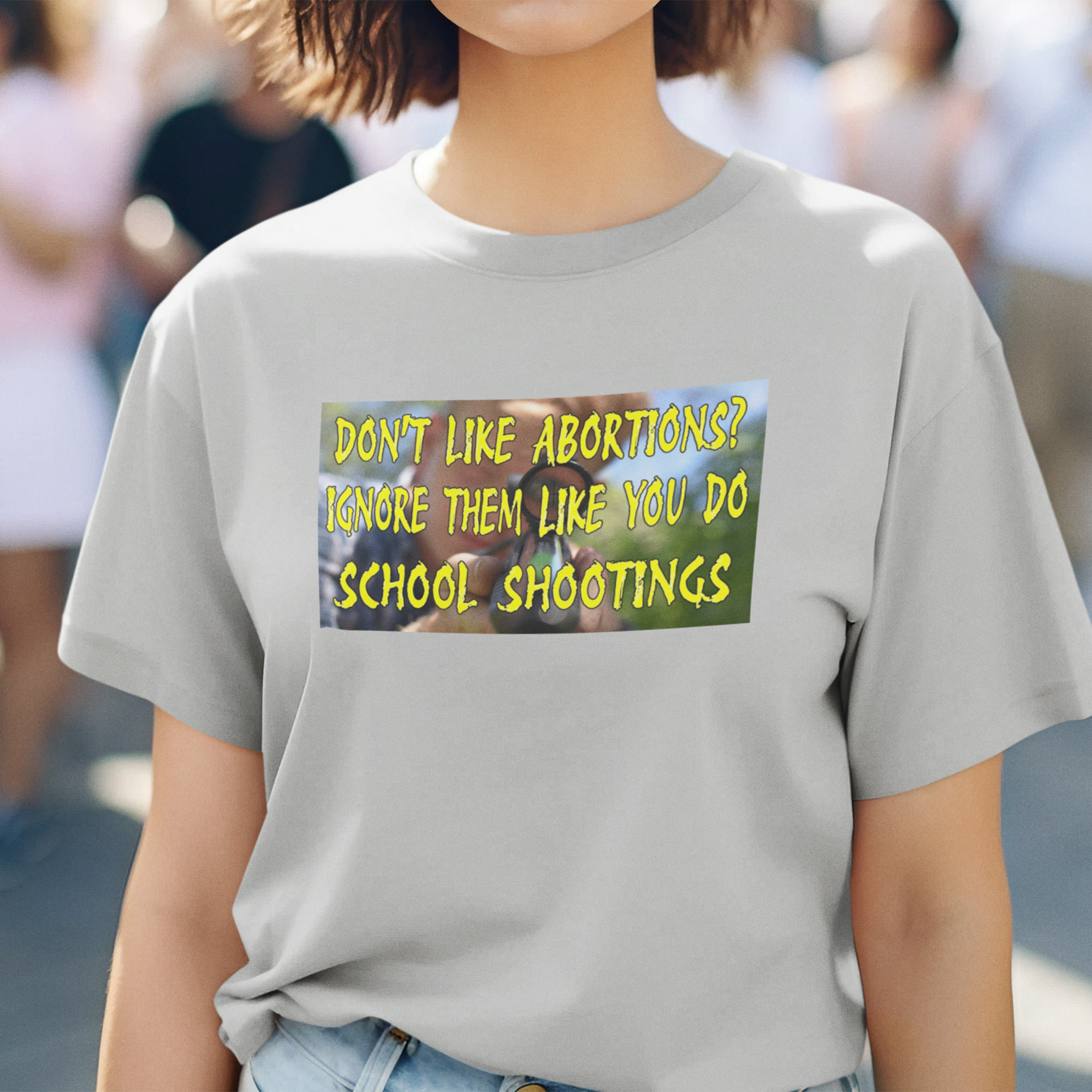 SCHOOL SHOOTINGS T-SHIRT/SILVER