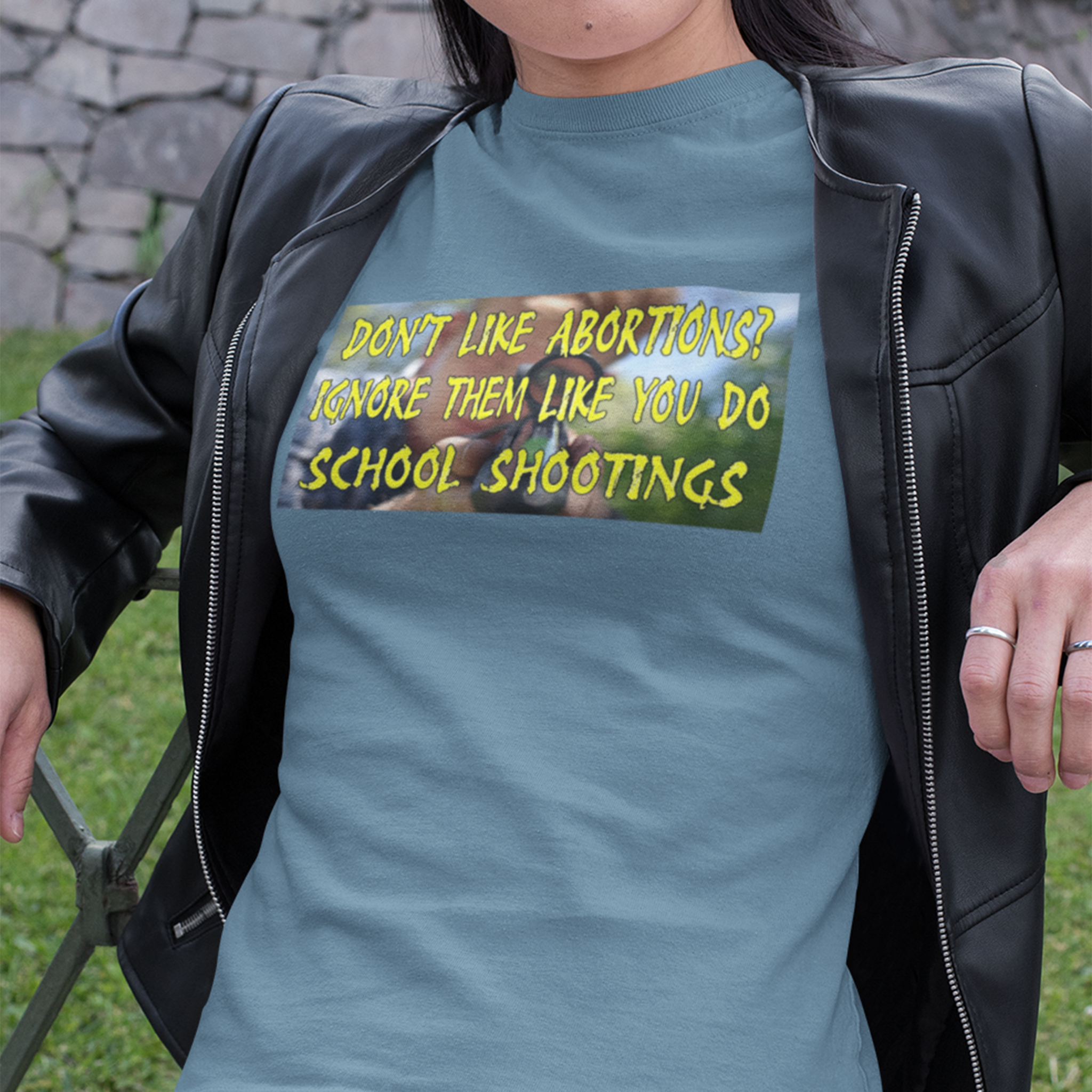 SCHOOL SHOOTINGS T-SHIRT/STEEL BLUE