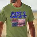 SILENCE IS COMPLICITY T-SHIRT/HEATHER GREEN