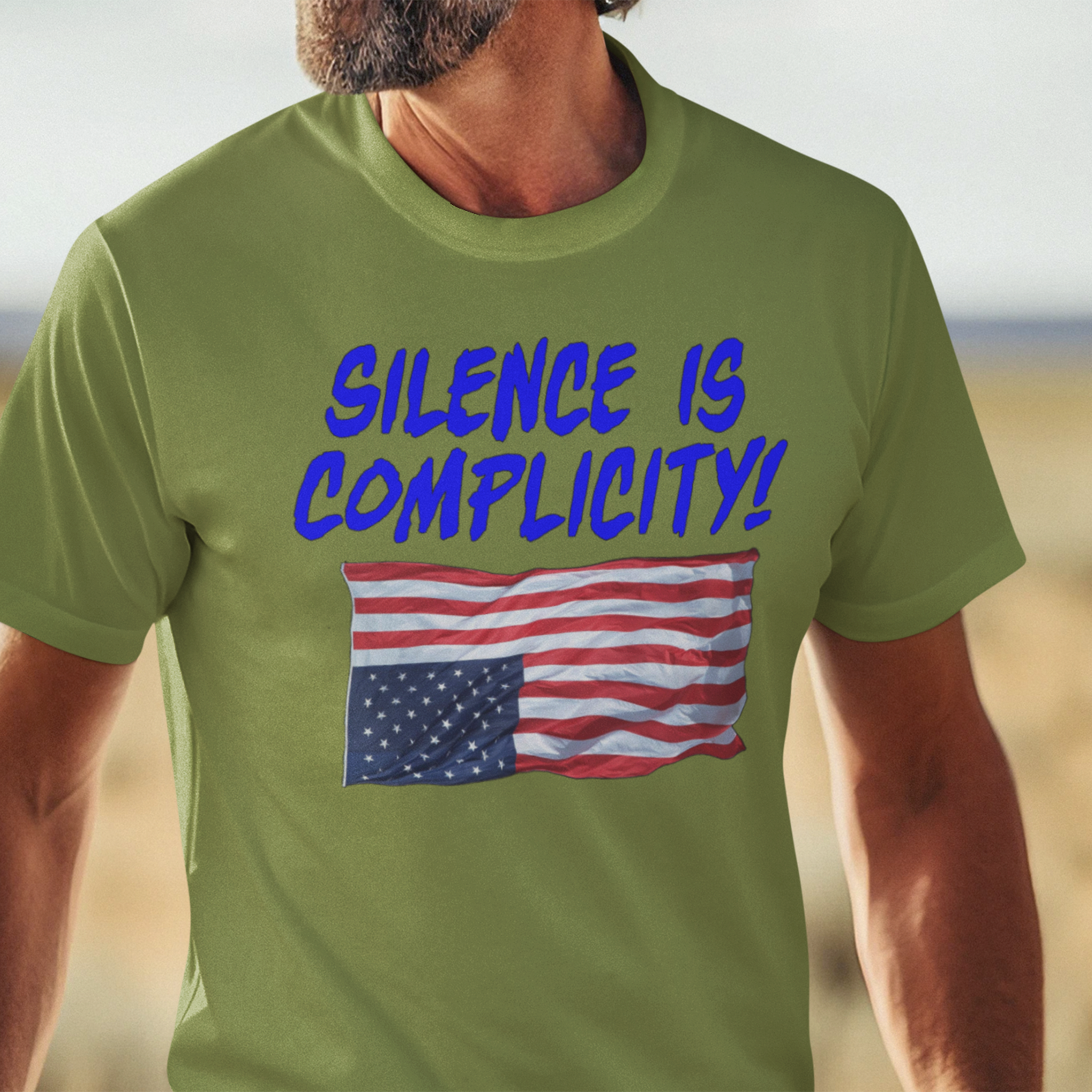 SILENCE IS COMPLICITY T-SHIRT/HEATHER GREEN
