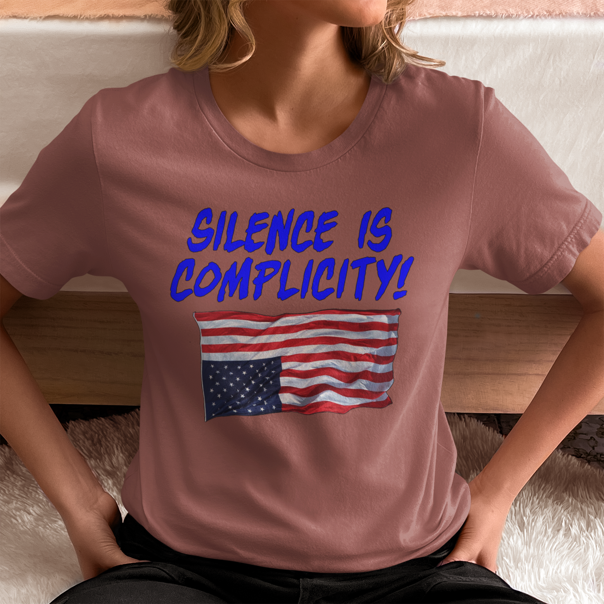 SILENCE IS COMPLICITY T-SHIRT/HEATHER CLAY