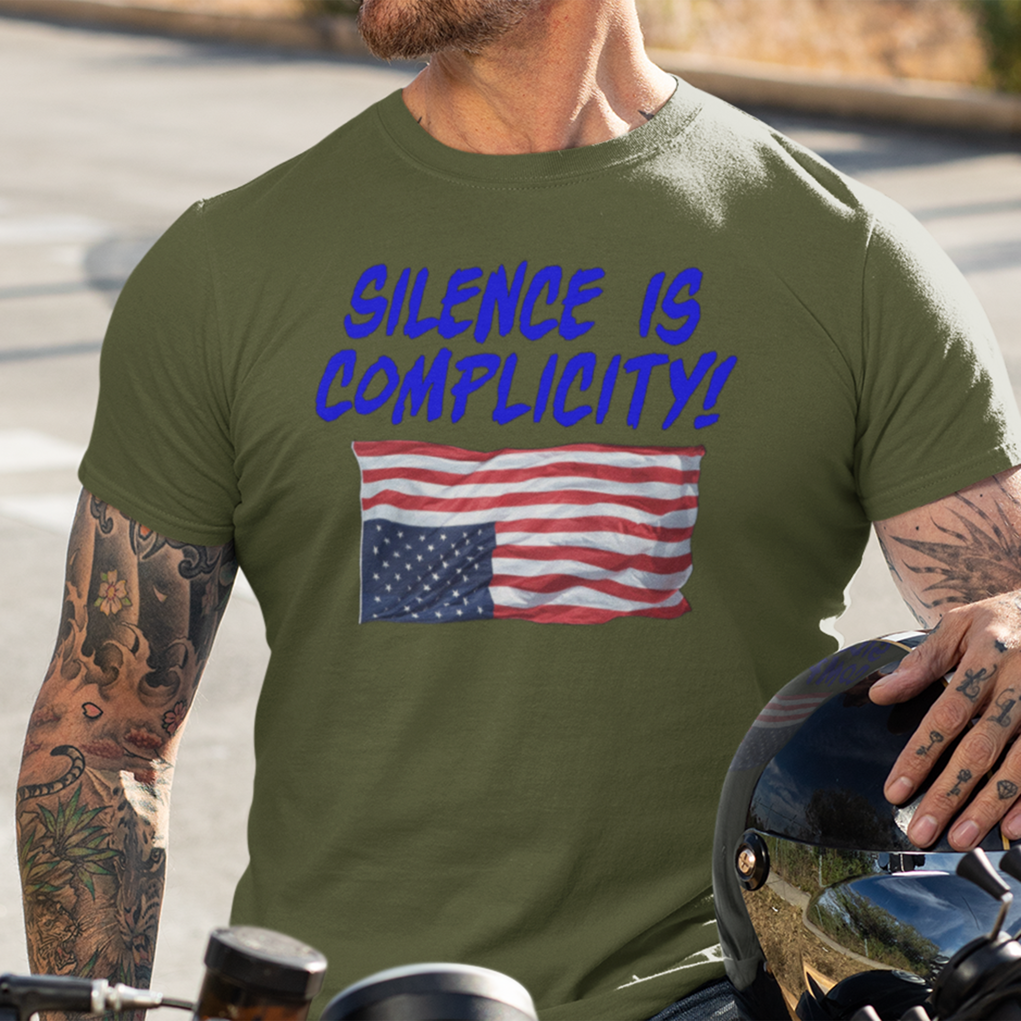 SILENCE IS COMPLICITY T-SHIRT/OLIVE
