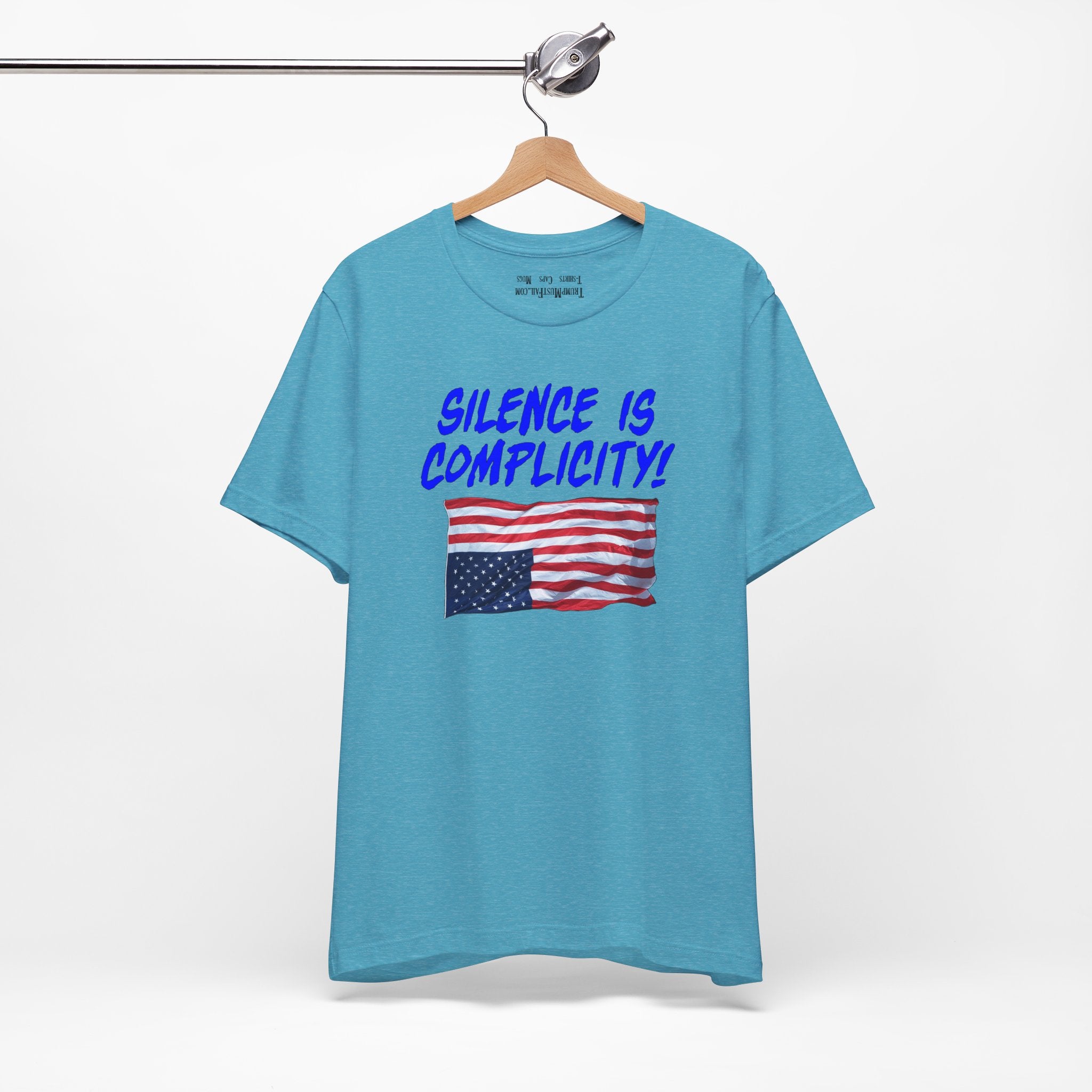 SILENCE IS COMPLICITY T-SHIRT/HEATHER AQUA