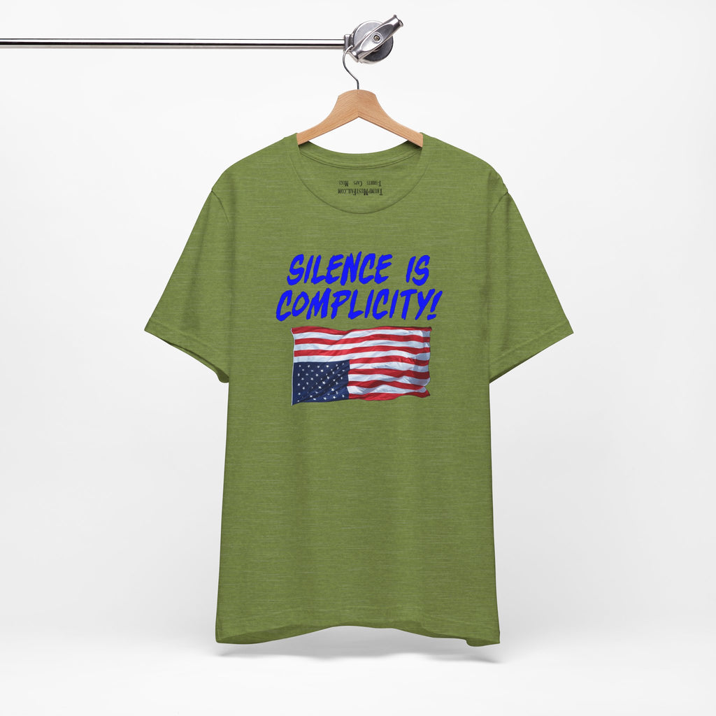 SILENCE IS COMPLICITY T-SHIRT/HEATHER GREEN