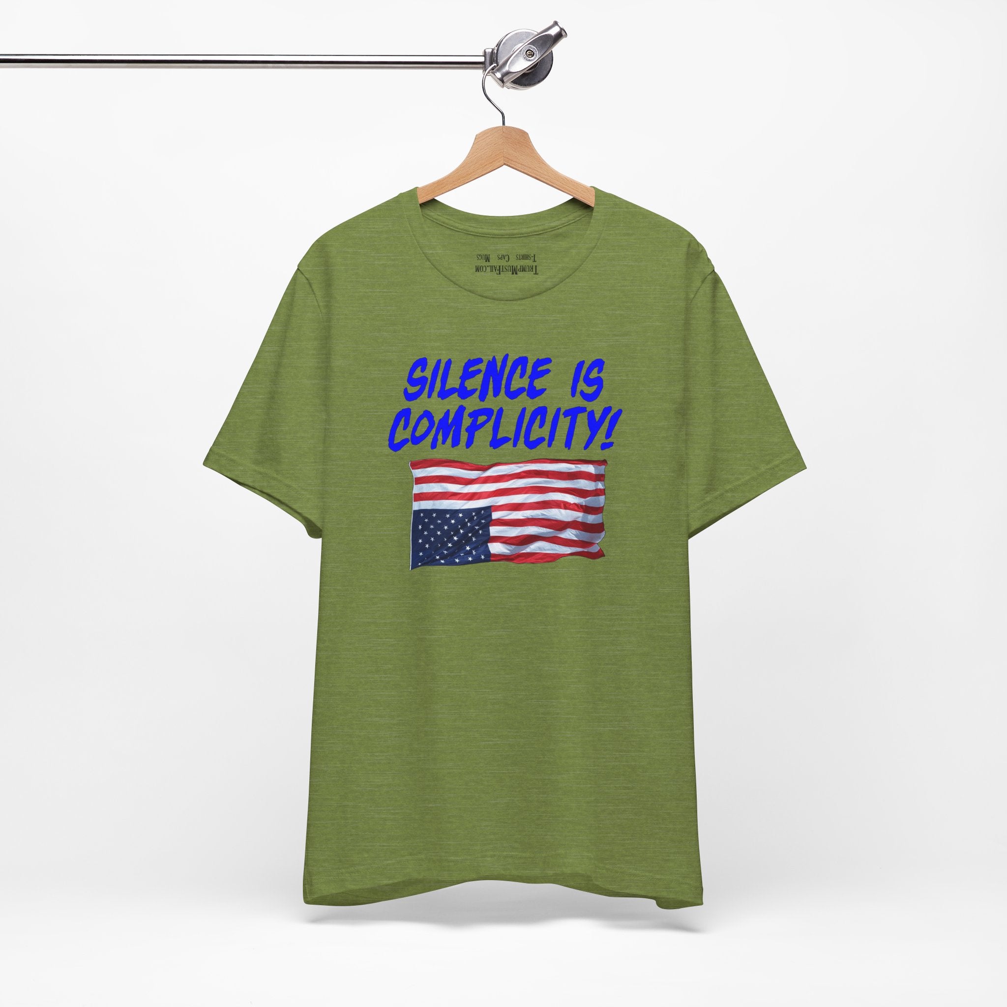 SILENCE IS COMPLICITY T-SHIRT/HEATHER GREEN