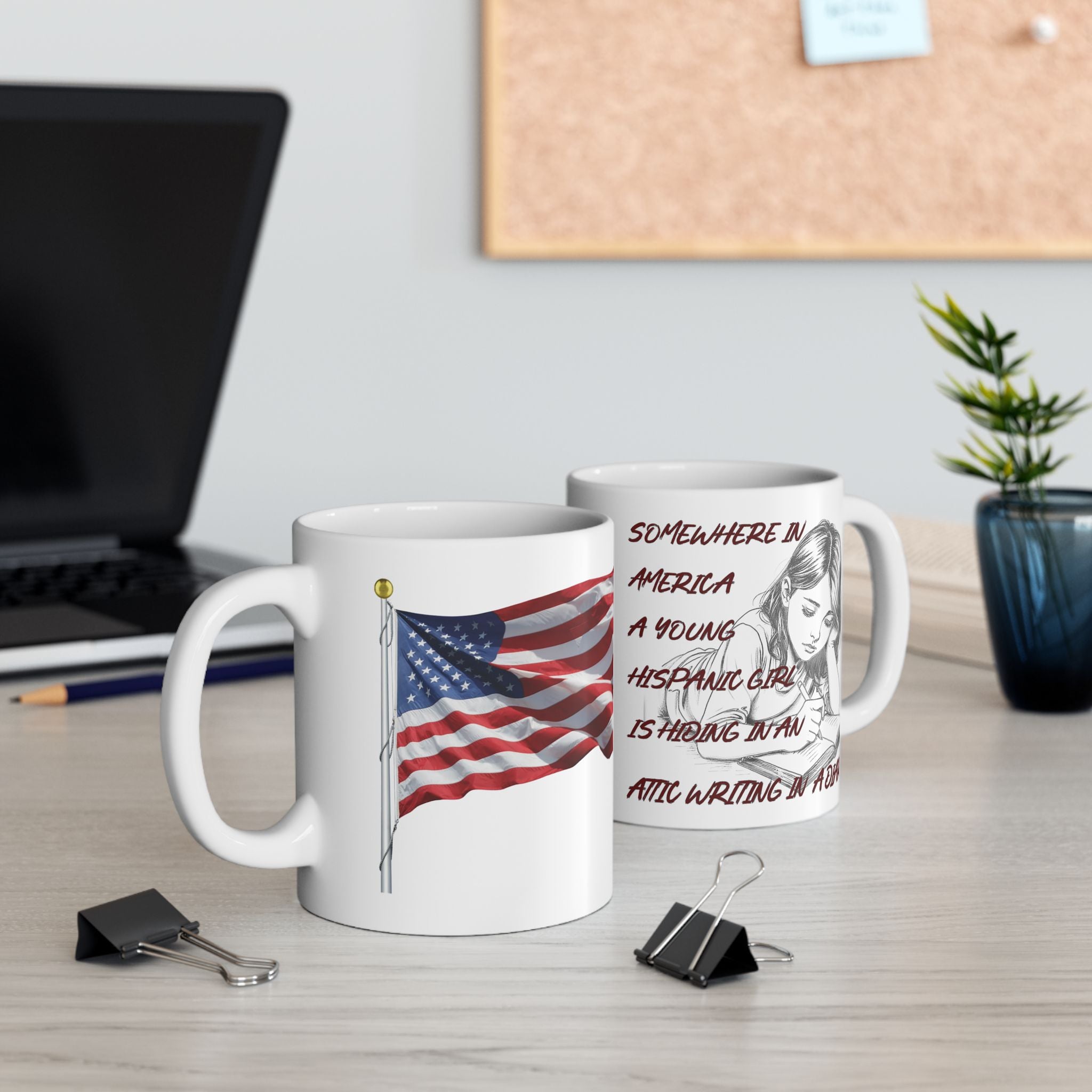SOMEWHERE IN AMERICA CERAMIC MUG/WHITE