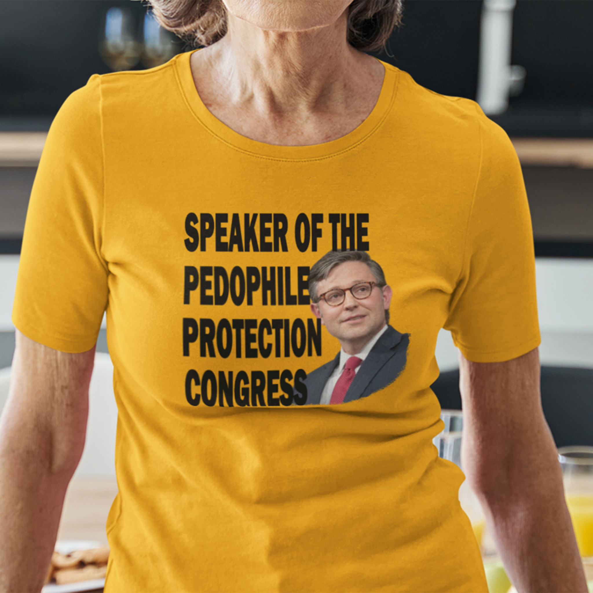 SPEAKER OF THE PEDOPHILE T-SHIRT/GOLD