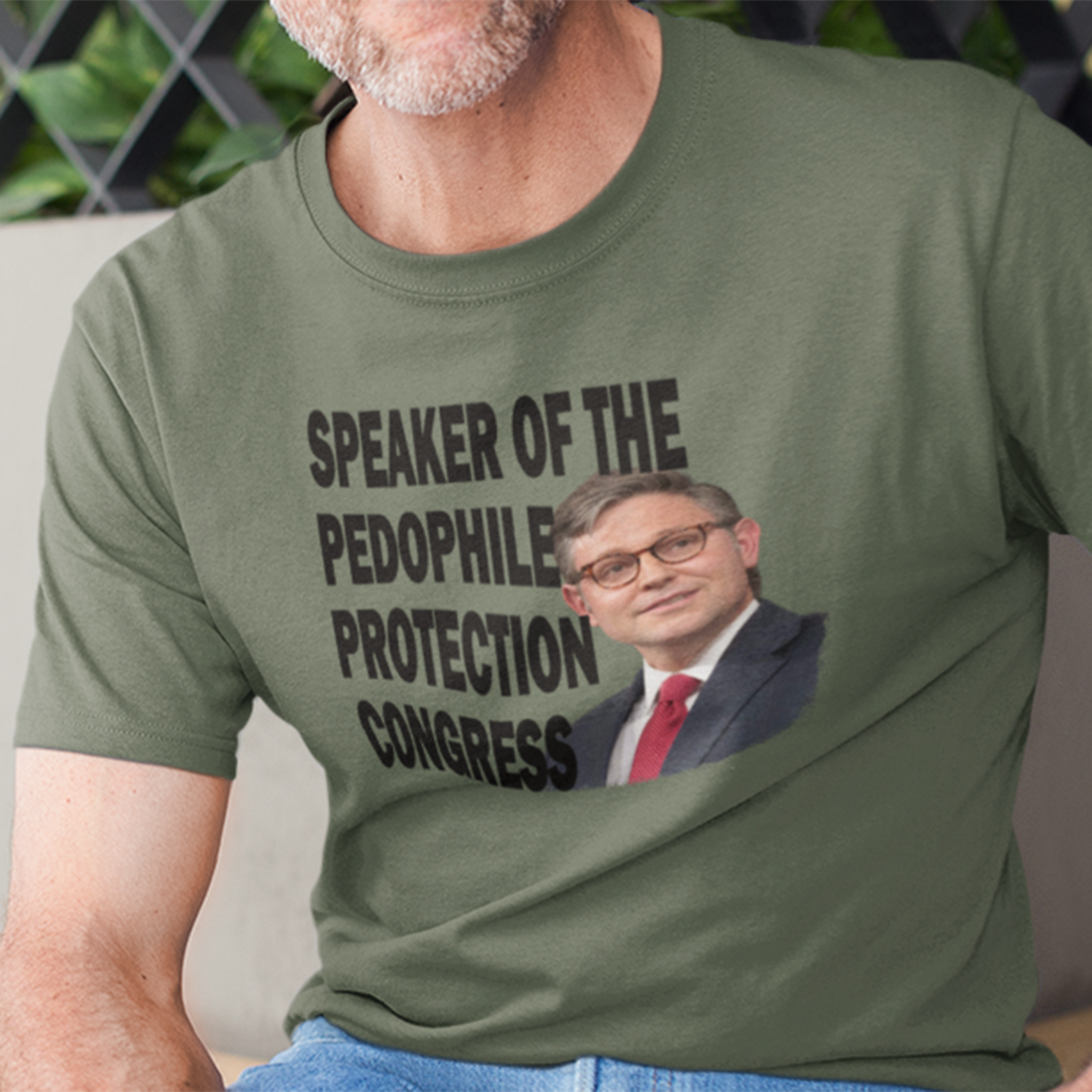 SPEAKER OF THE PEDOPHILE T-SHIRT/MILITARY GREEN