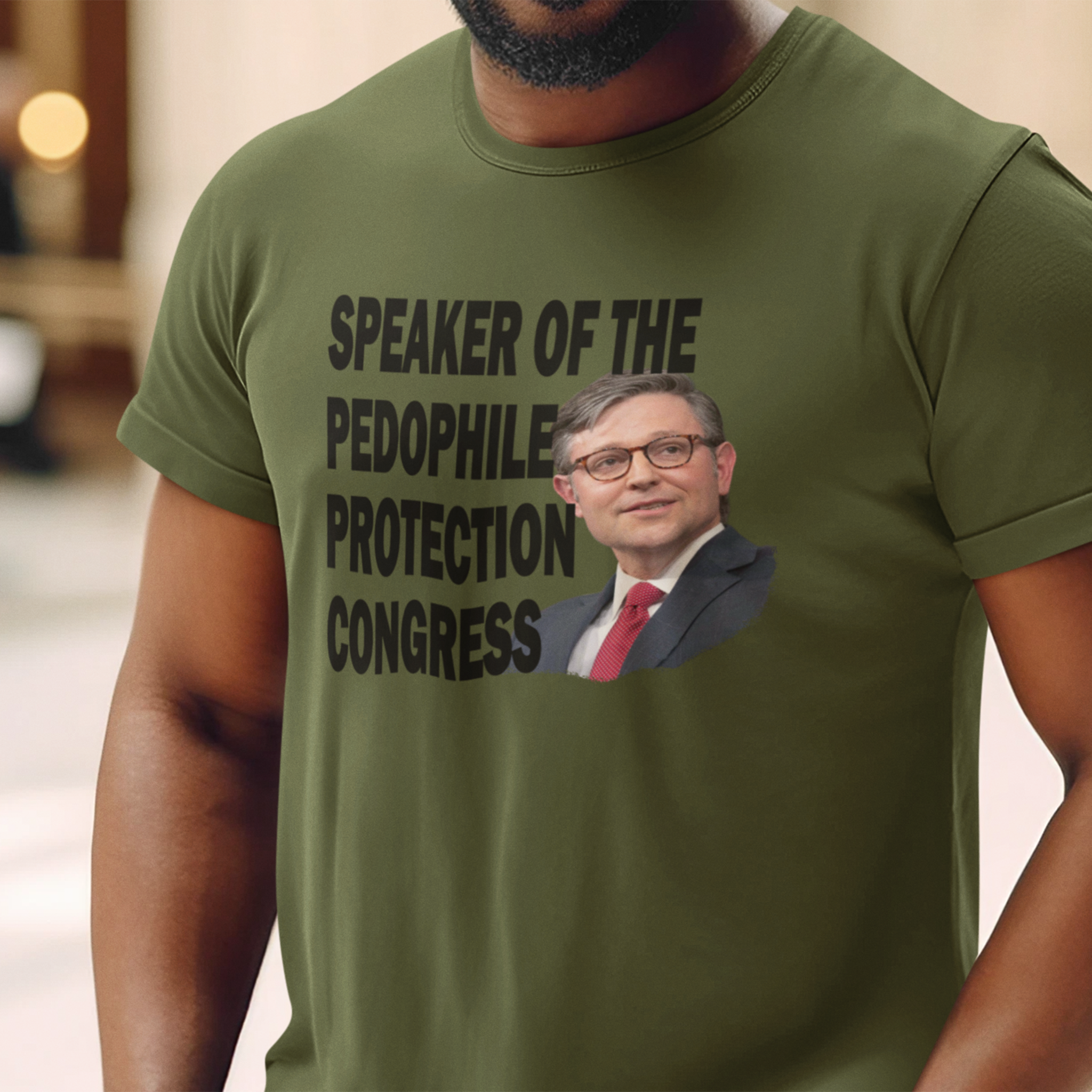 SPEAKER OF THE PEDOPHILE T-SHIRT/OLIVE