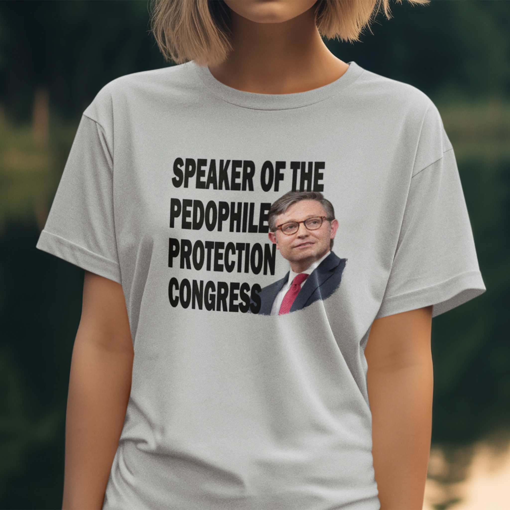 SPEAKER OF THE PEDOPHILE T-SHIRT/SILVER