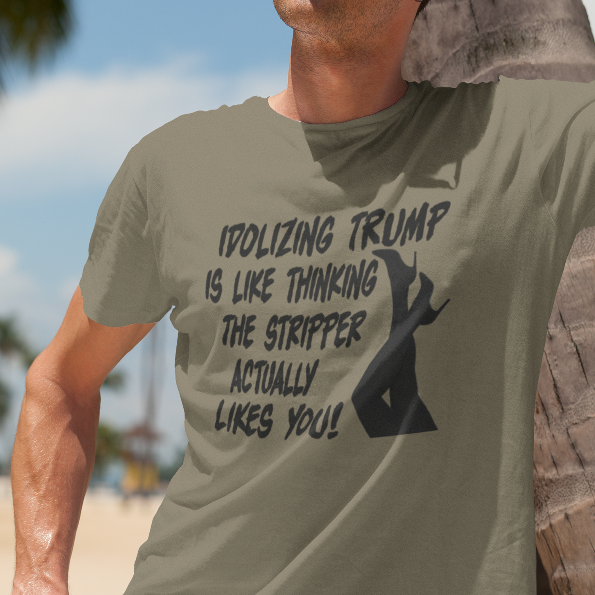 STRIPPER T-SHIRT/HEATHER OLIVE