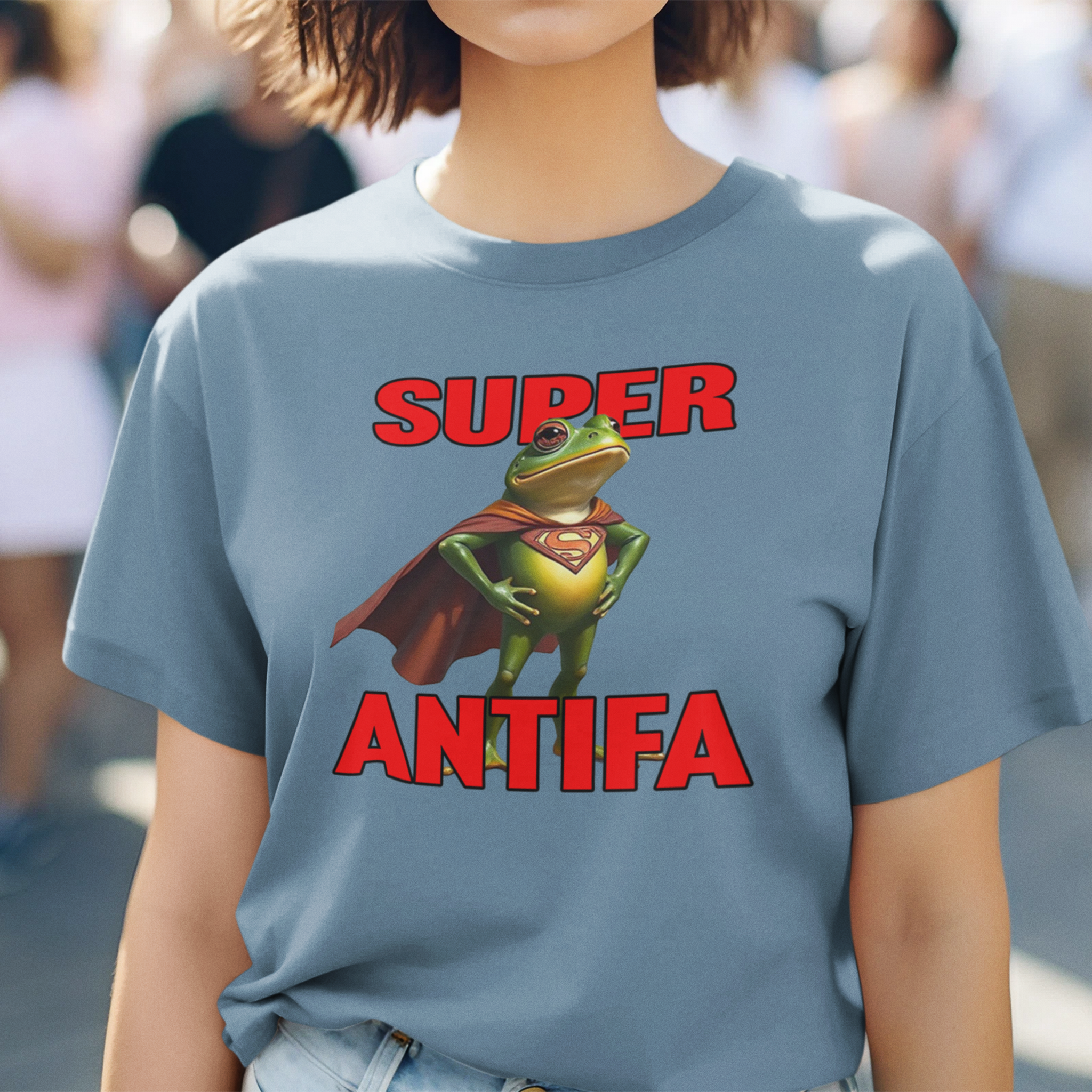 SUPER ANTIFA T-SHIRT/STEEL BLUE