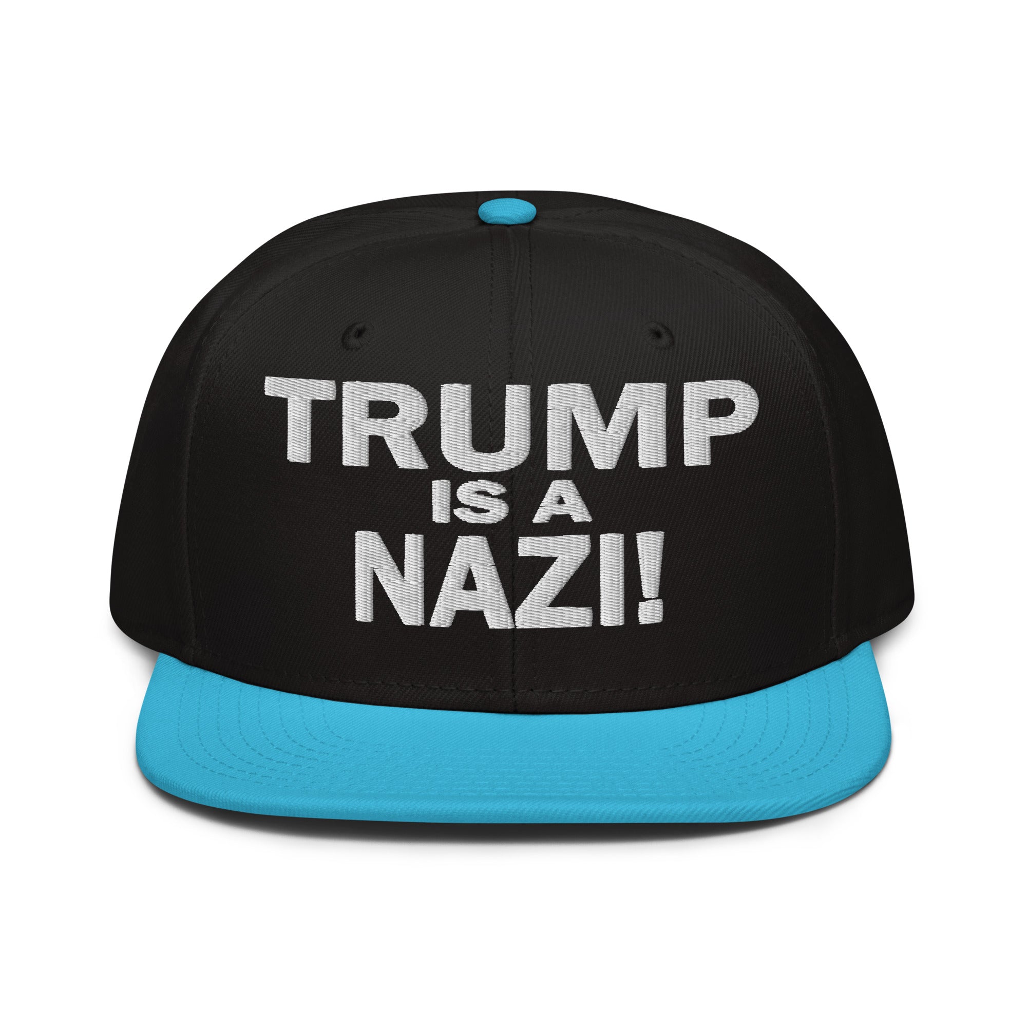 TRUMP IS A NAZI SNAPBACK CAP/Aqua blue/Black/Black