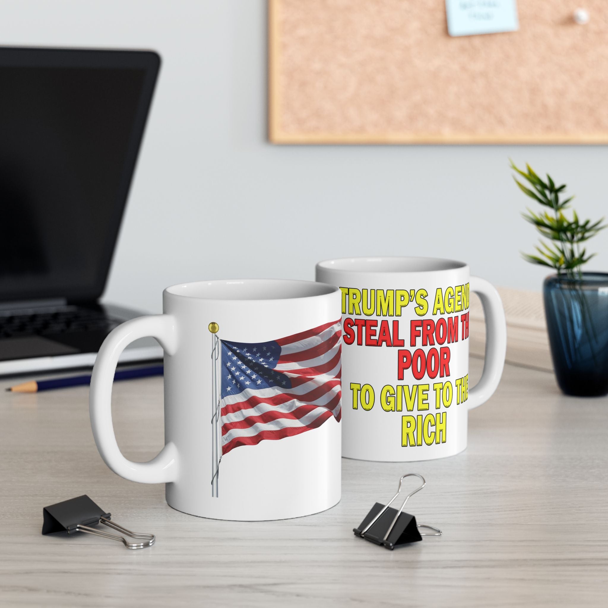 TRUMP'S AGENDA GIVE TO THE RICH CERAMIC MUG/WHITE