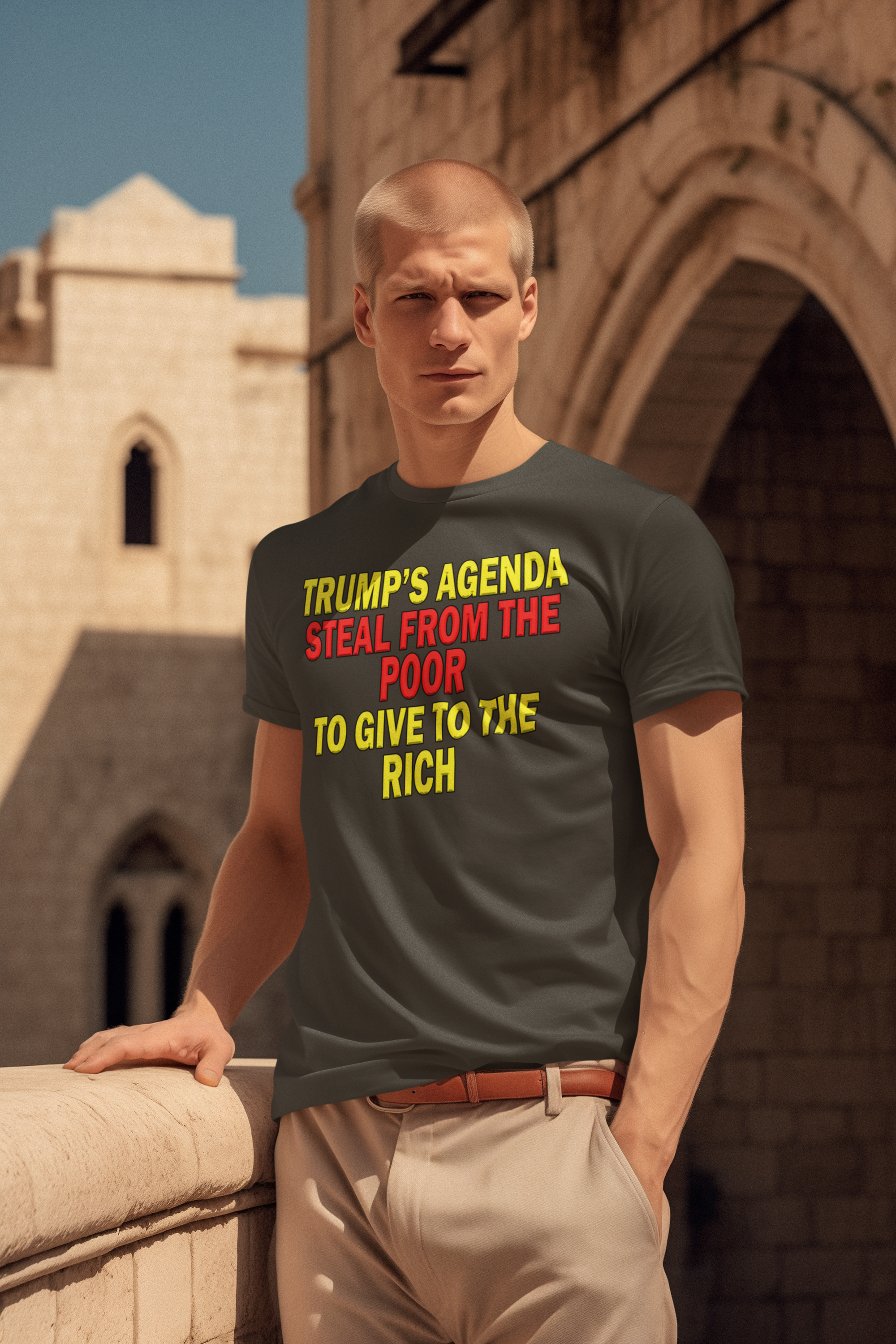 TRUMP'S AGENDA T-SHIRT/BLACK HEATHER