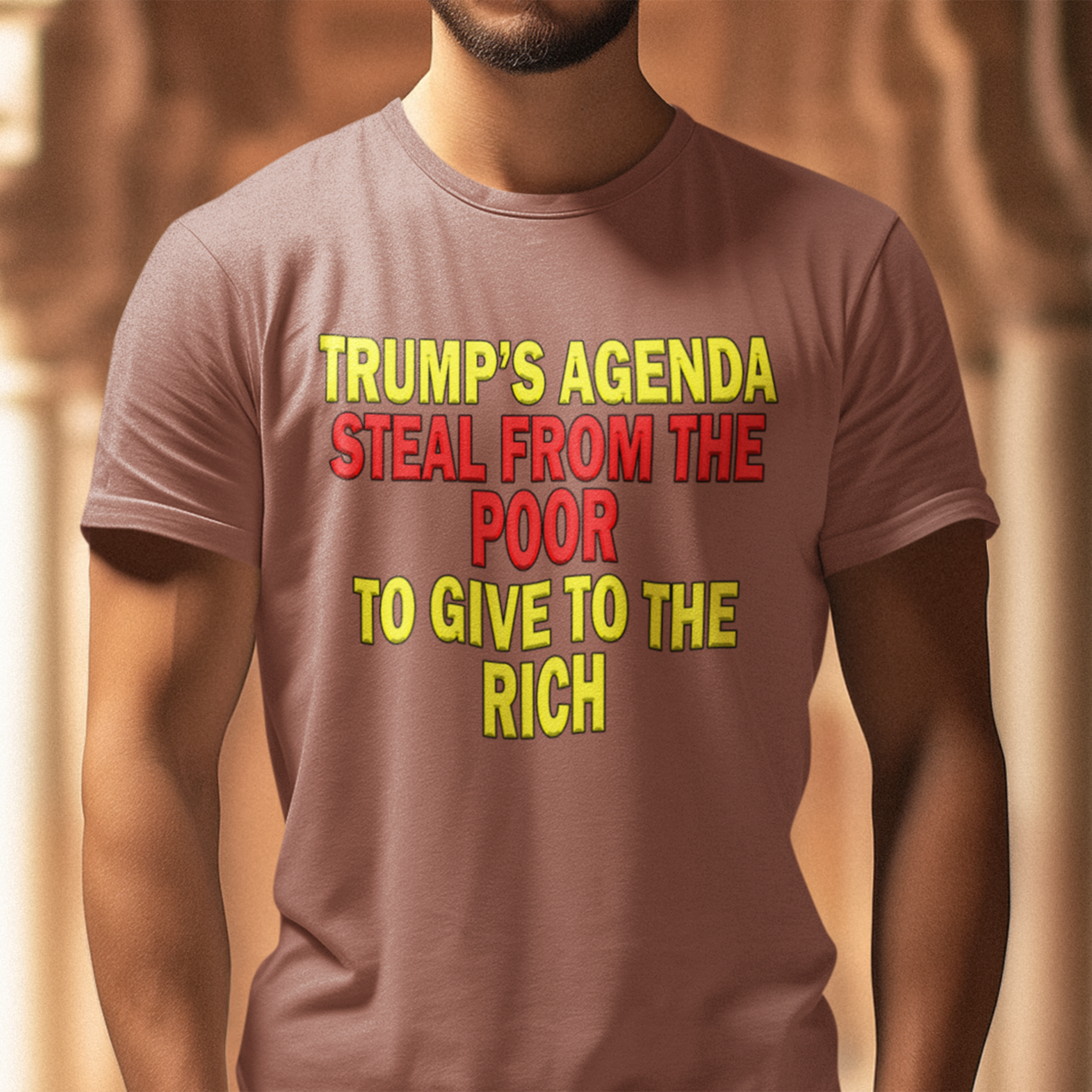 TRUMP'S AGENDA T-SHIRT/HEATHER CLAY