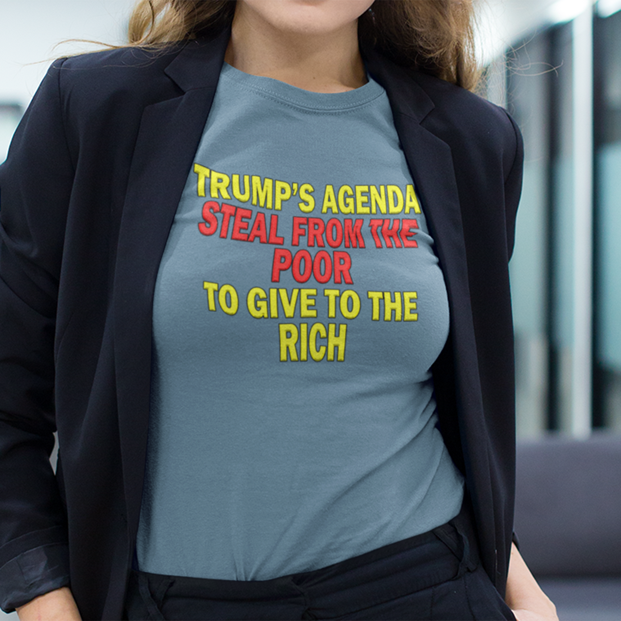 TRUMP'S AGENDA T-SHIRT/STEEL BLUE