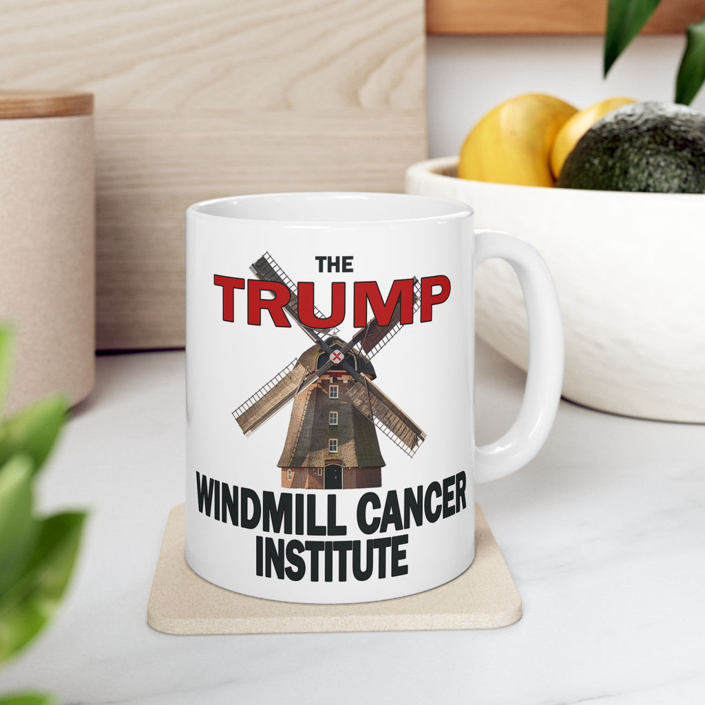 TRUMP WINDMILL CANCER INSTITUTE CERAMIC MUG/WHITE