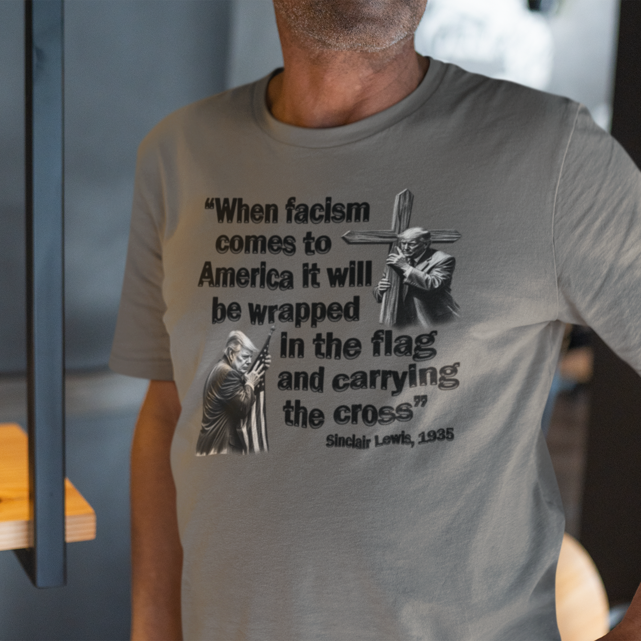 WHEN FASCISM COMES T-SHIRT/DEEP HEATHER