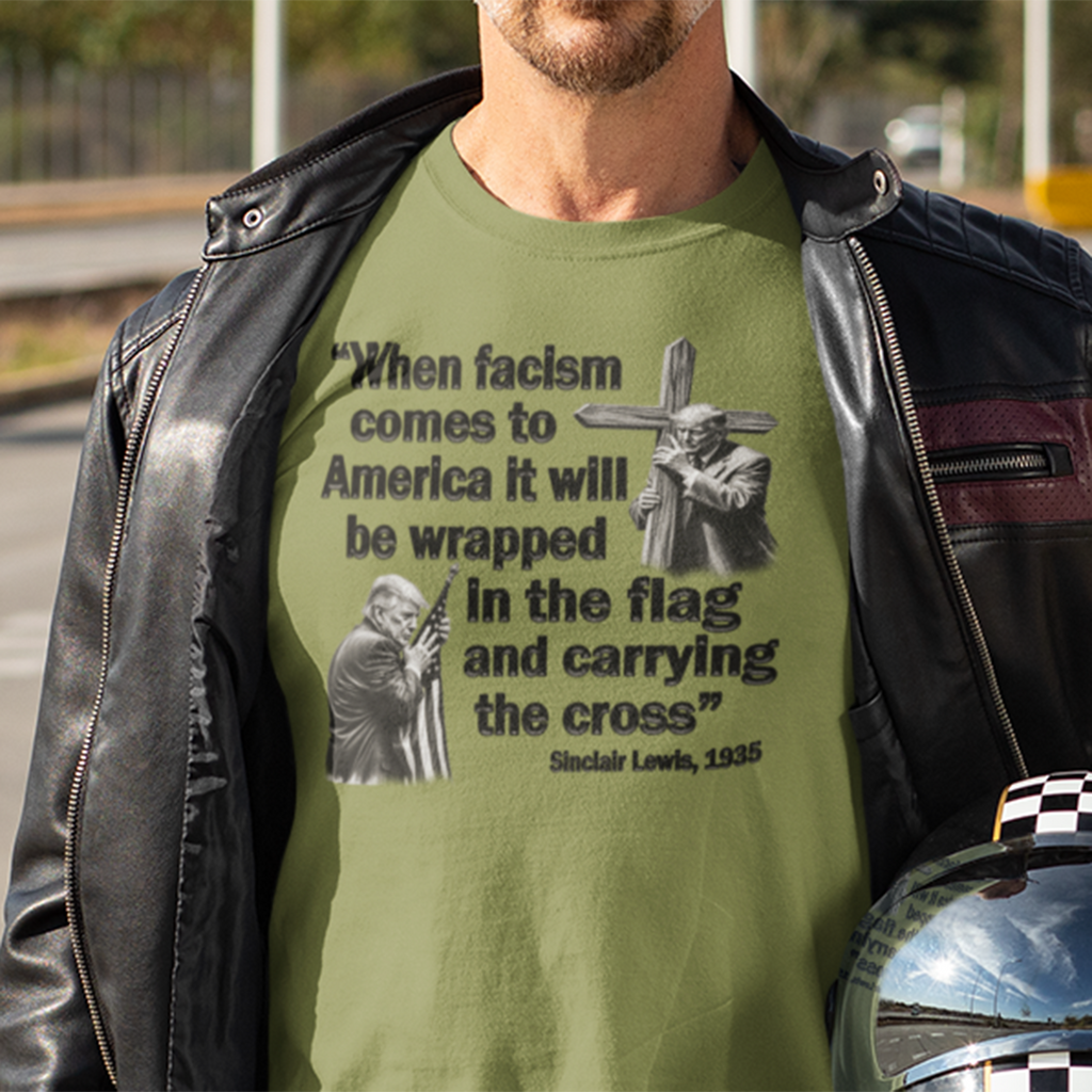 WHEN FASCISM COMES T-SHIRT/HEATHER GREEN