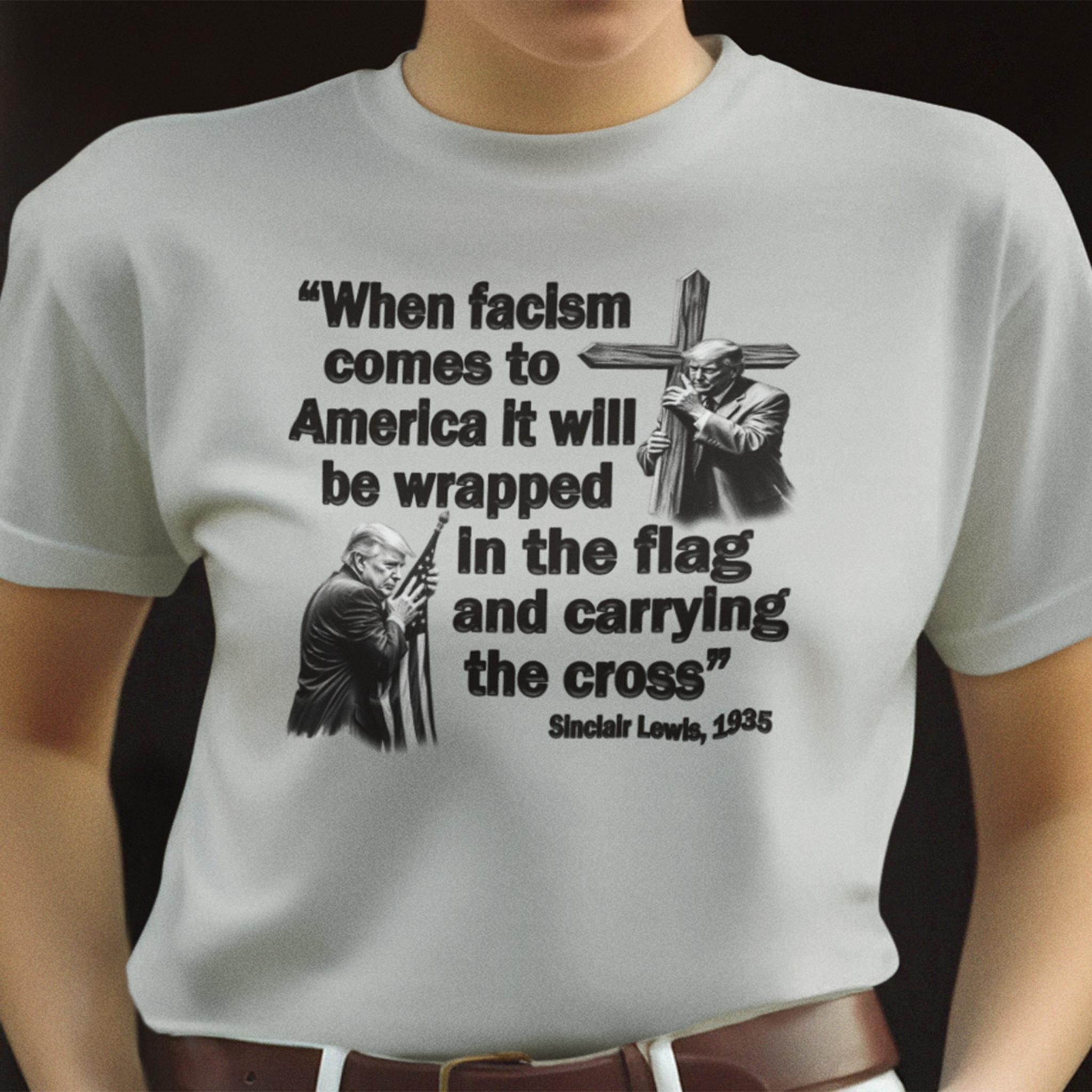 WHEN FASCISM COMES T-SHIRT/SILVER