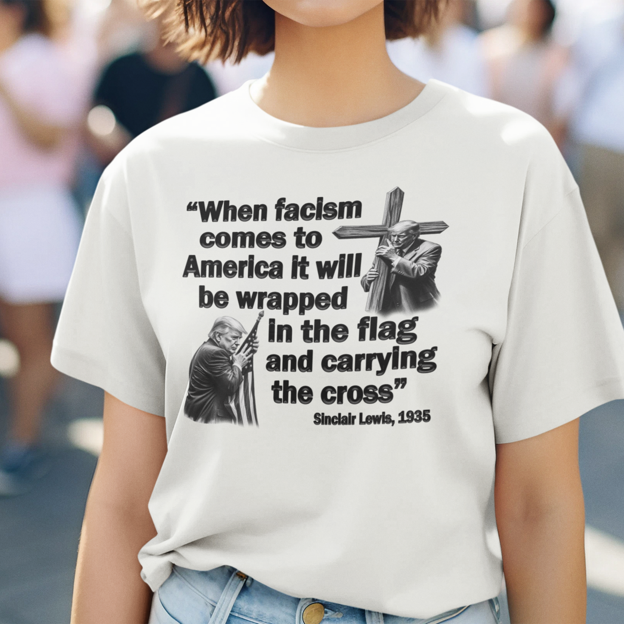 WHEN FASCISM COMES T-SHIRT/WHITE