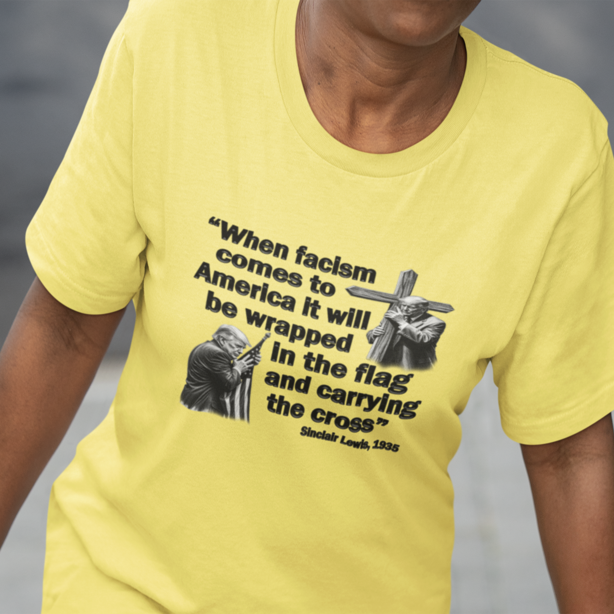 WHEN FASCISM COMES T-SHIRT/YELLOW