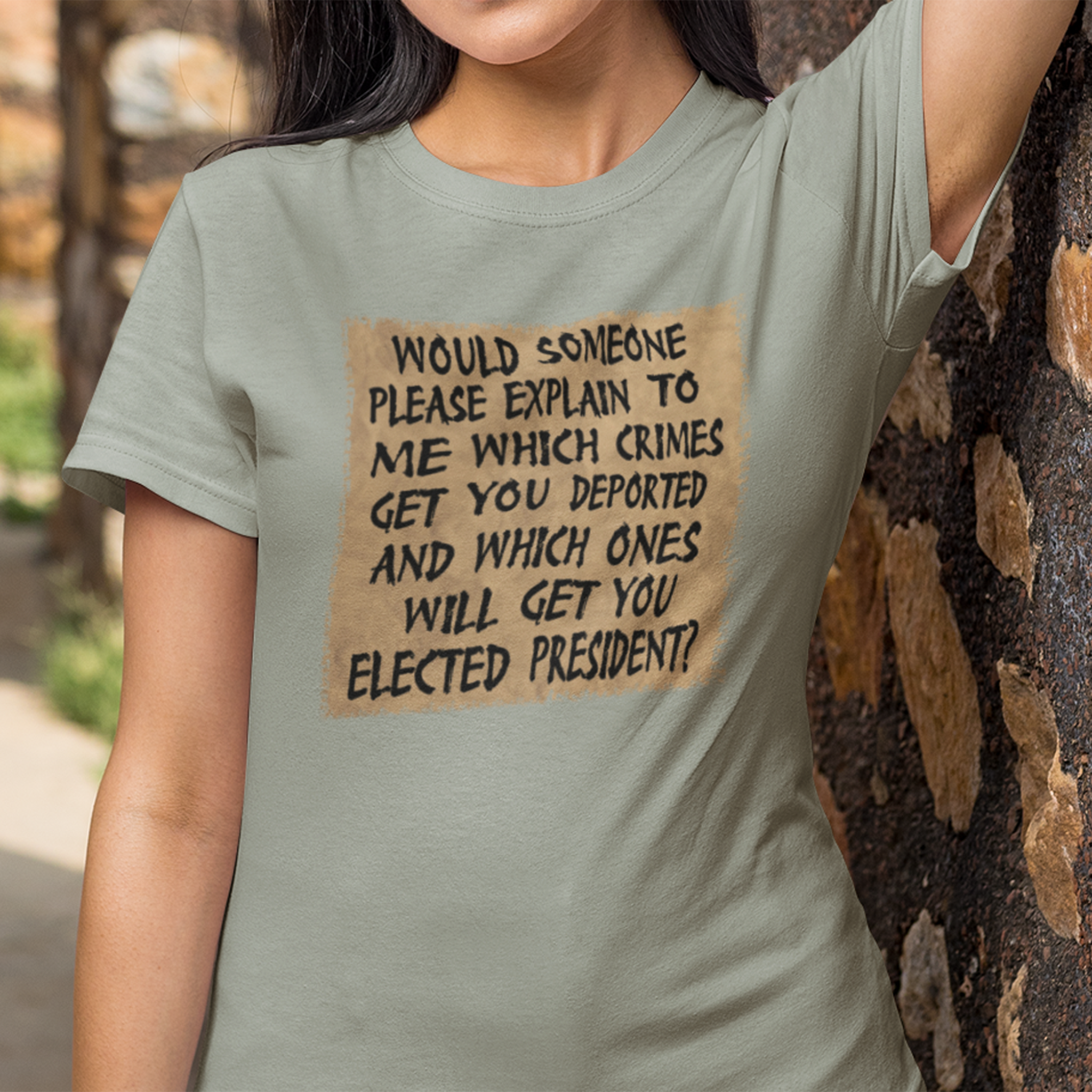 WHICH CRIMES T-SHIRT/ATHLETIC HEATHER