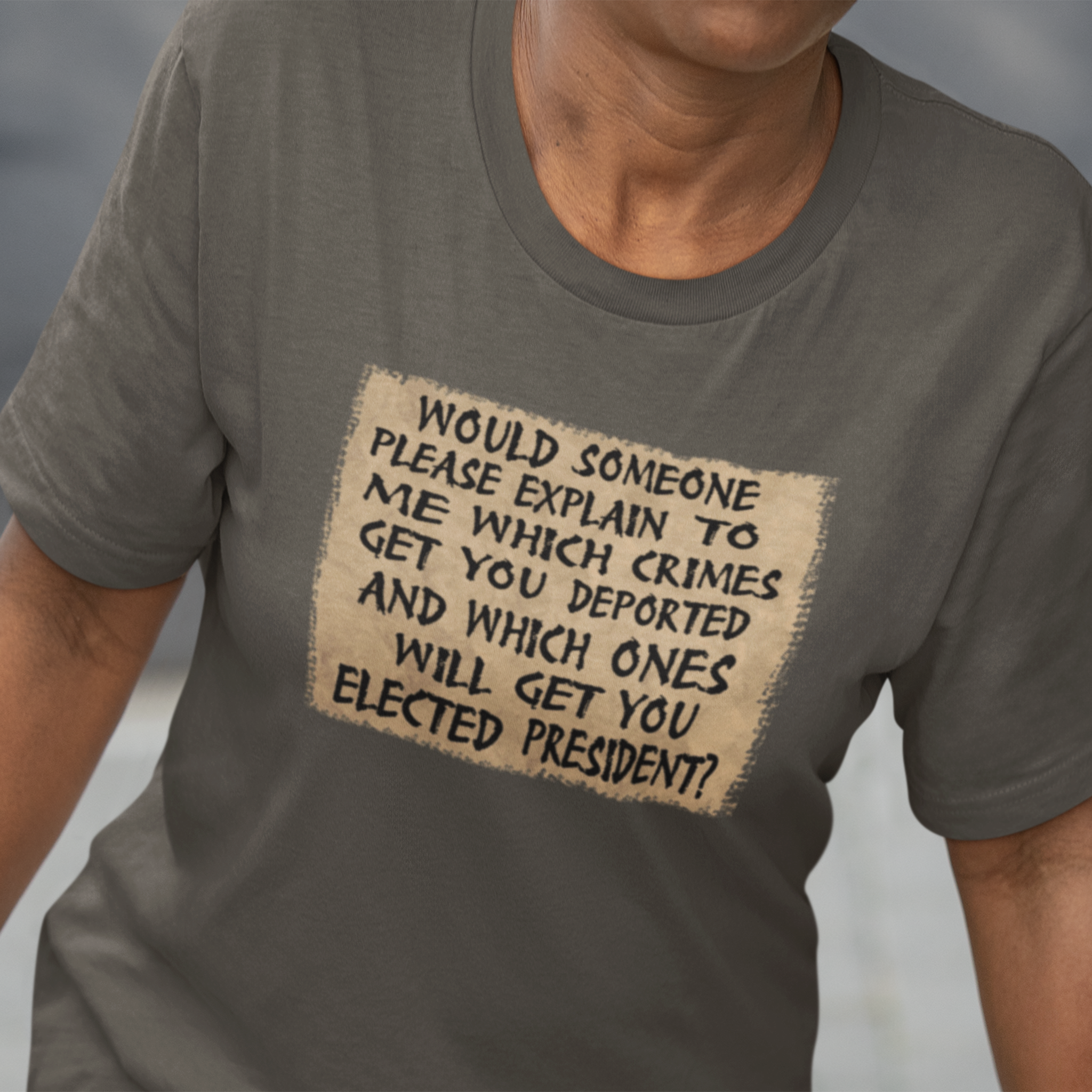 WHICH CRIMES T-SHIRT/BLACK HEATHER