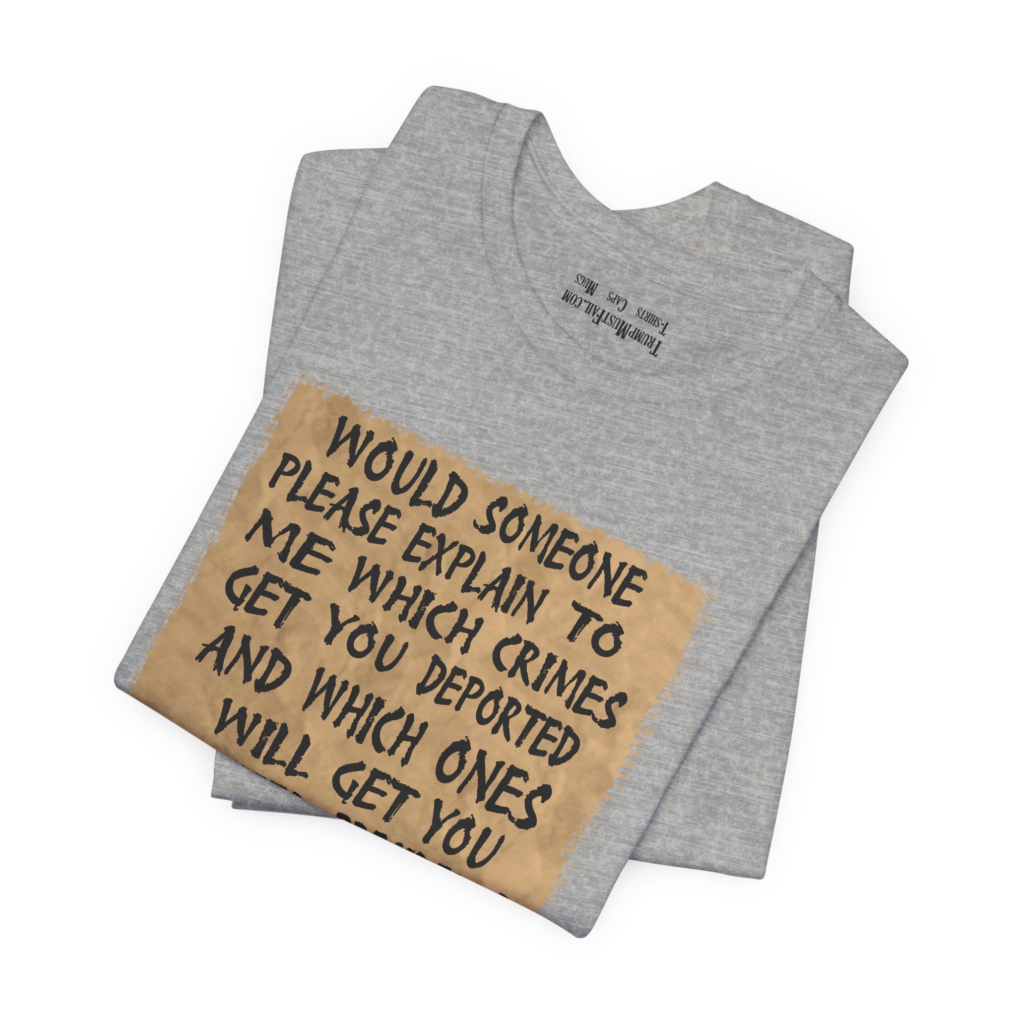 WHICH CRIMES T-SHIRT/ATHLETIC HEATHER